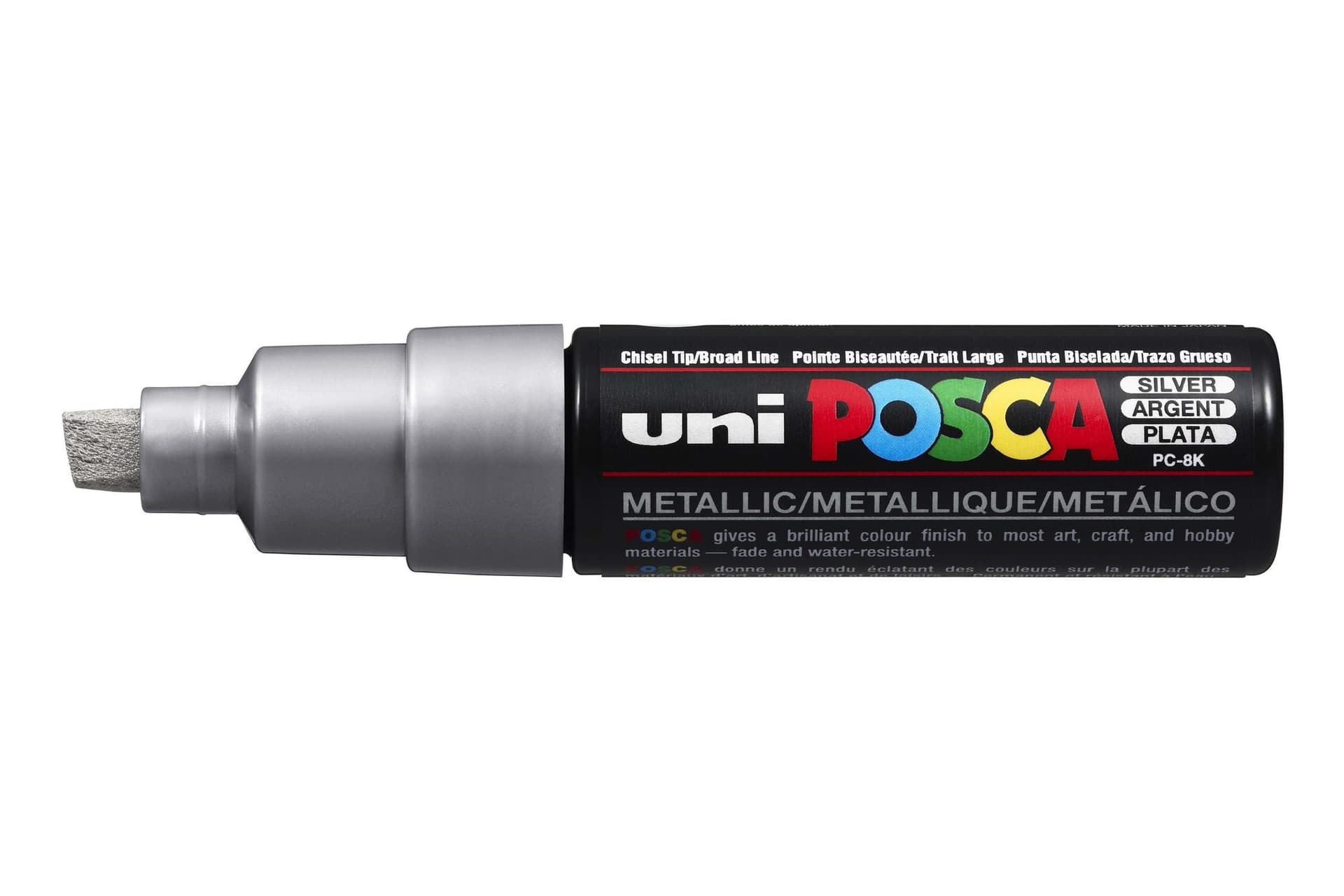 Paintmarker Uni POSCA PC8K breed schuin zilver