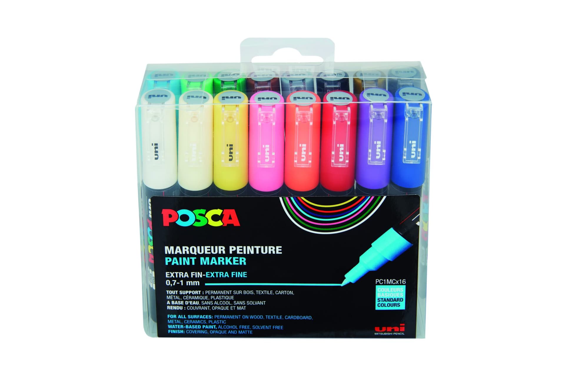 Paintmarker Uni POSCA PC1MC extra fijn assorti set à 16 stuks
