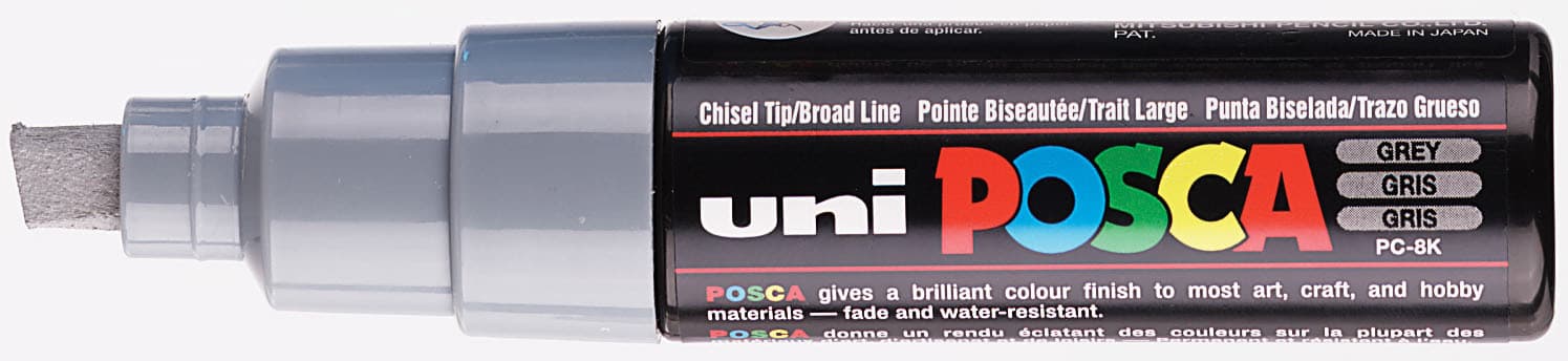Paintmarker Uni POSCA PC8K breed schuin grijs