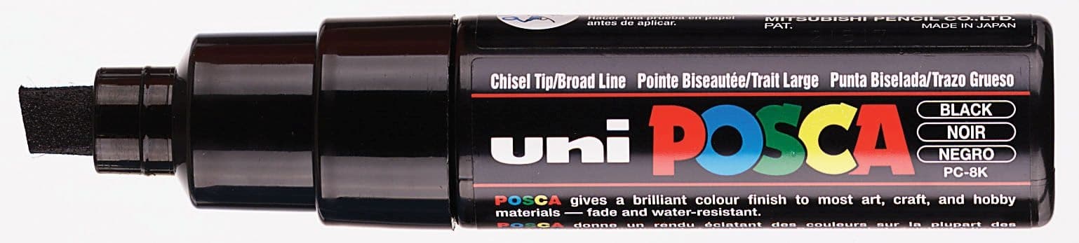 Paintmarker Uni POSCA PC8K breed schuin zwart