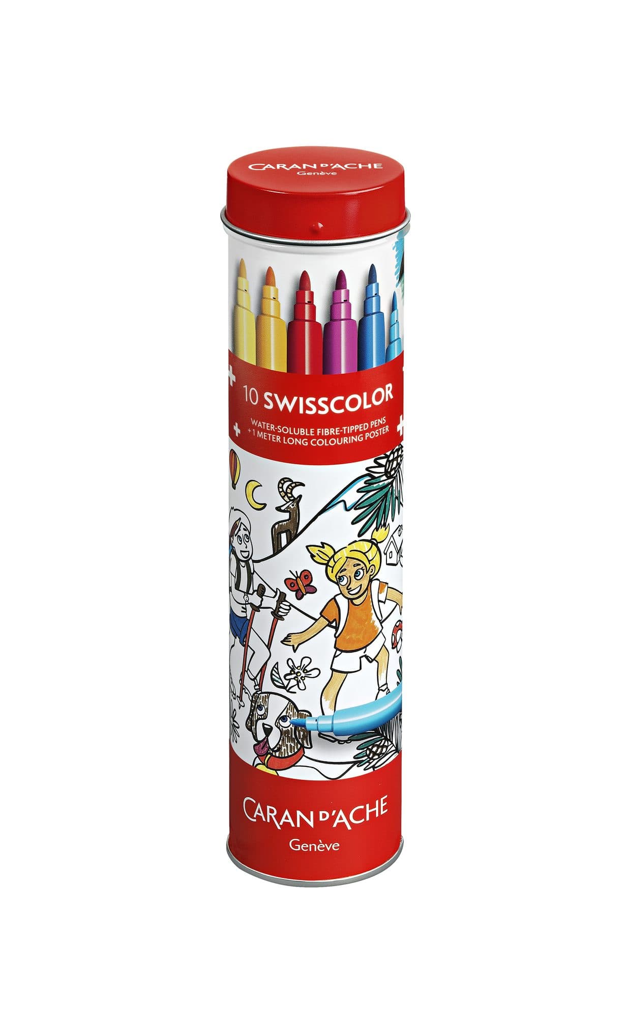 Viltstift Caran d'ache Swisscolor met poster koker à 10 kleuren