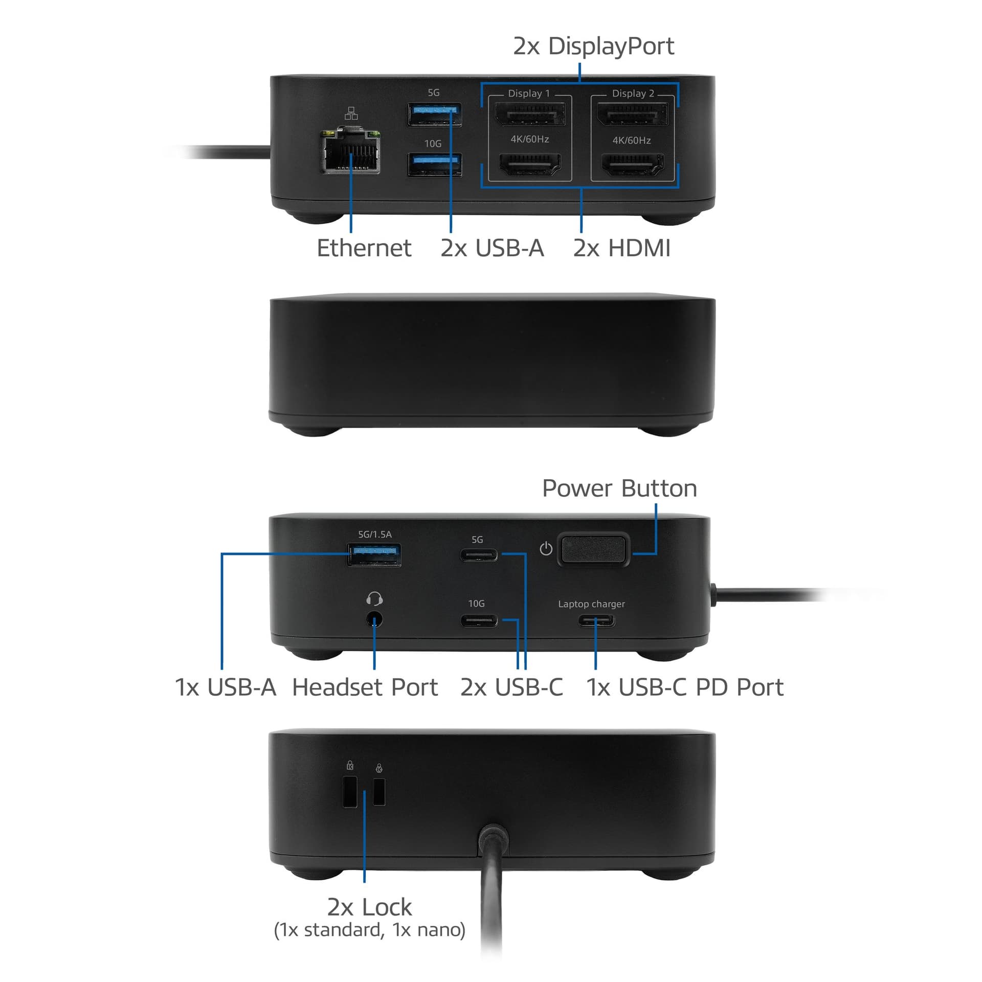 Dockingstation ACT USB-C Dual Monitor met Power Delivery 5