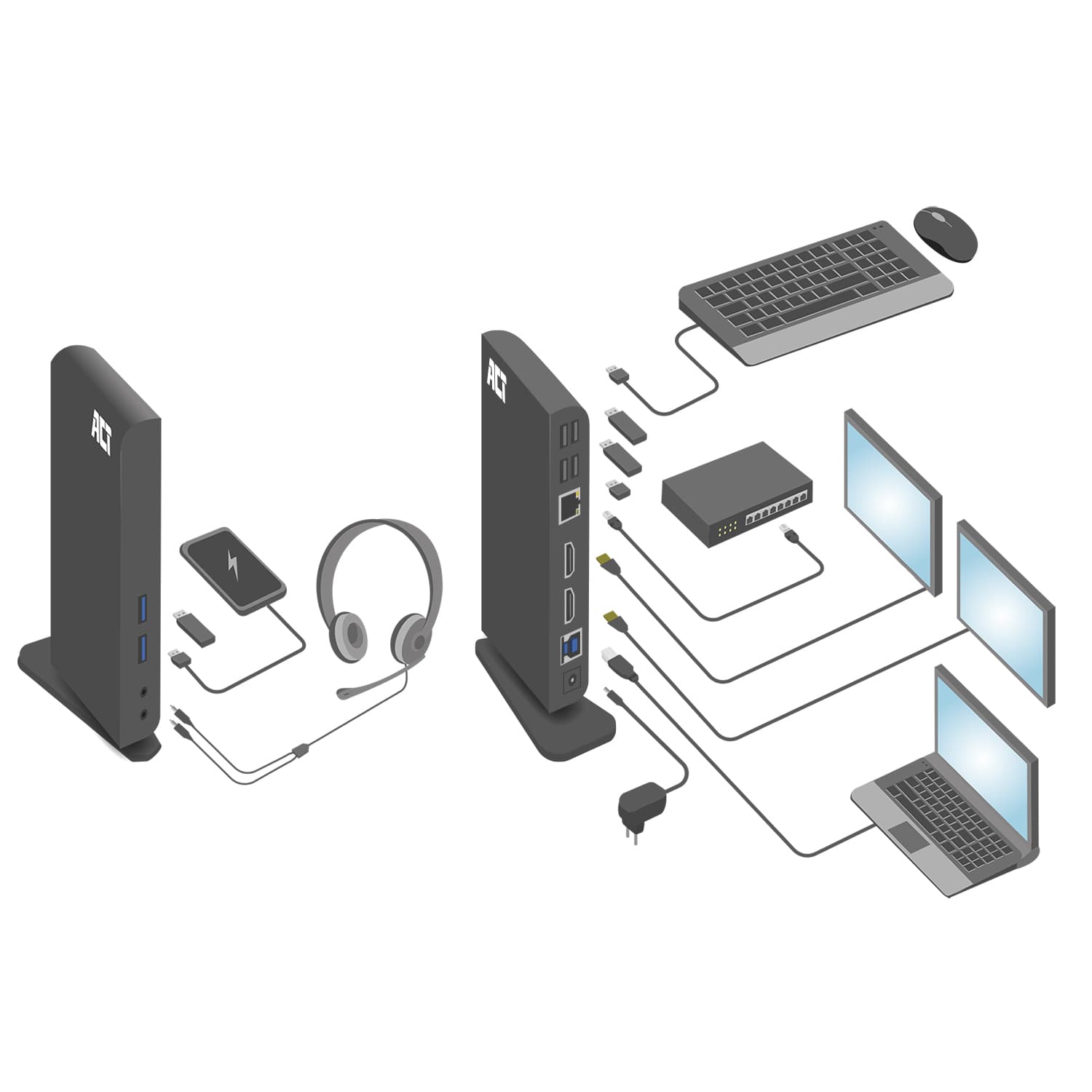Dockingstation ACT USB-C Dual Monitor met laadpoort 6