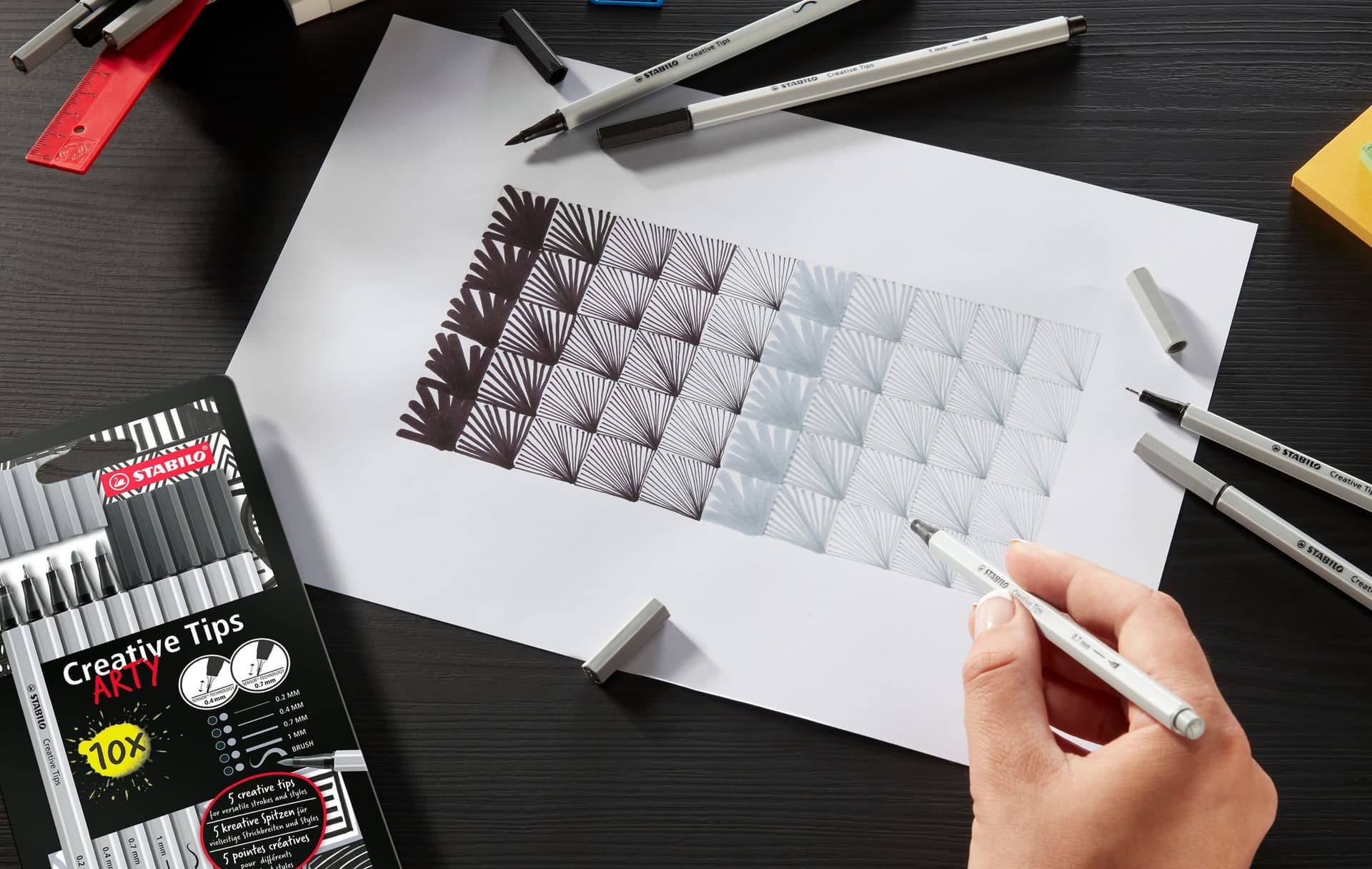 Creative Tips STABILO Arty assorti tips zwart en grijs 10 stuks 3