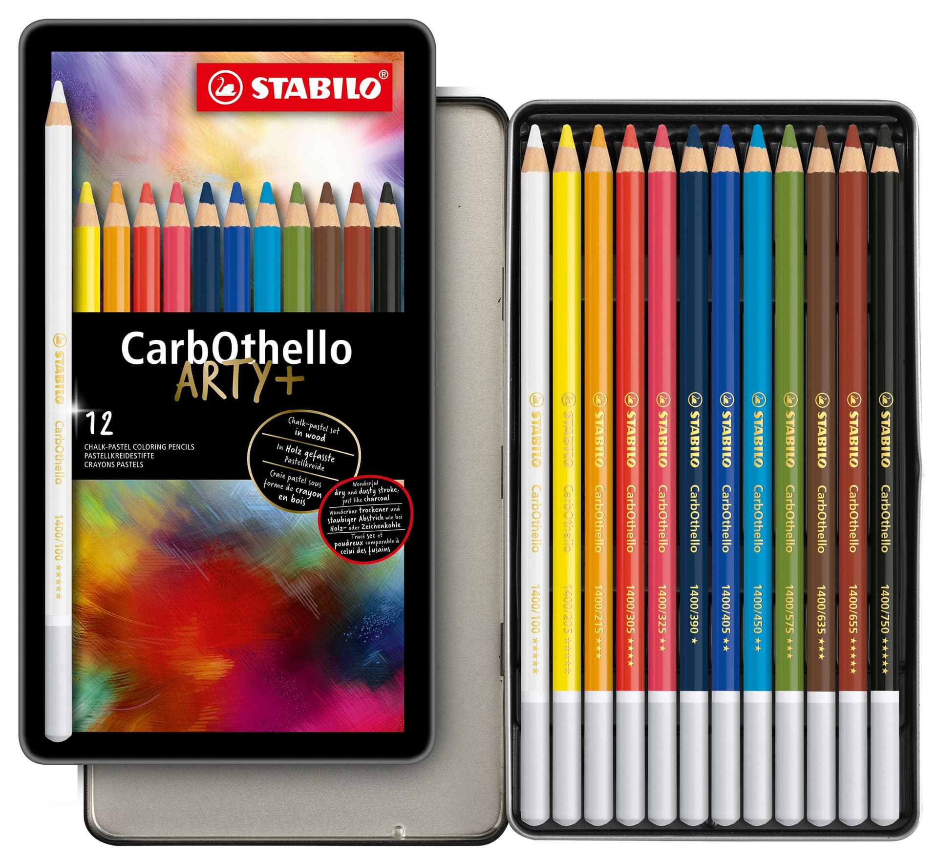 Kleurpotloden STABILO CarbOthello kalkpastel assorti blik à 12 stuks 3