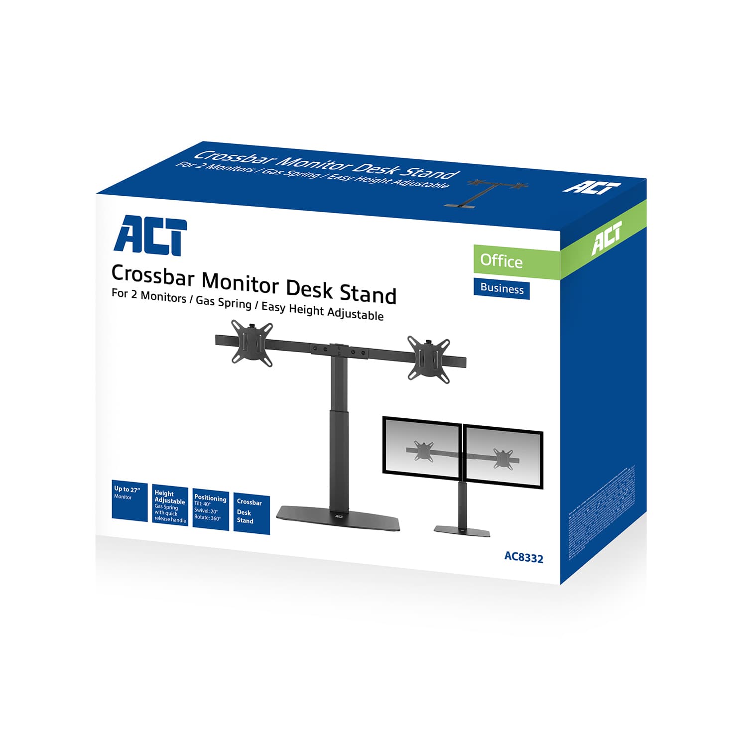 Monitorarm ACT office gasveer crossbar 2 schermen 8