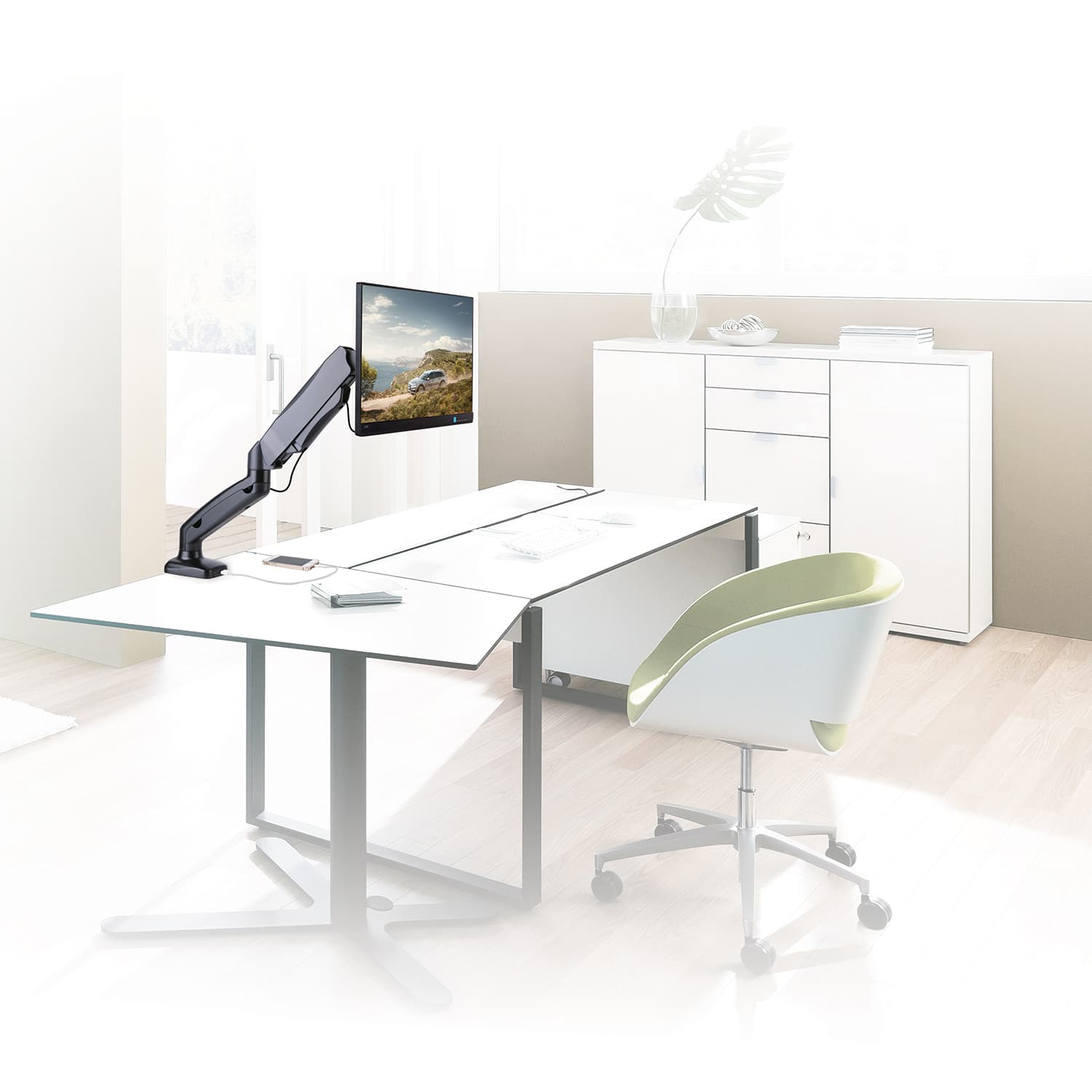 Monitorarm ACT office met gasveer 1 scherm 2