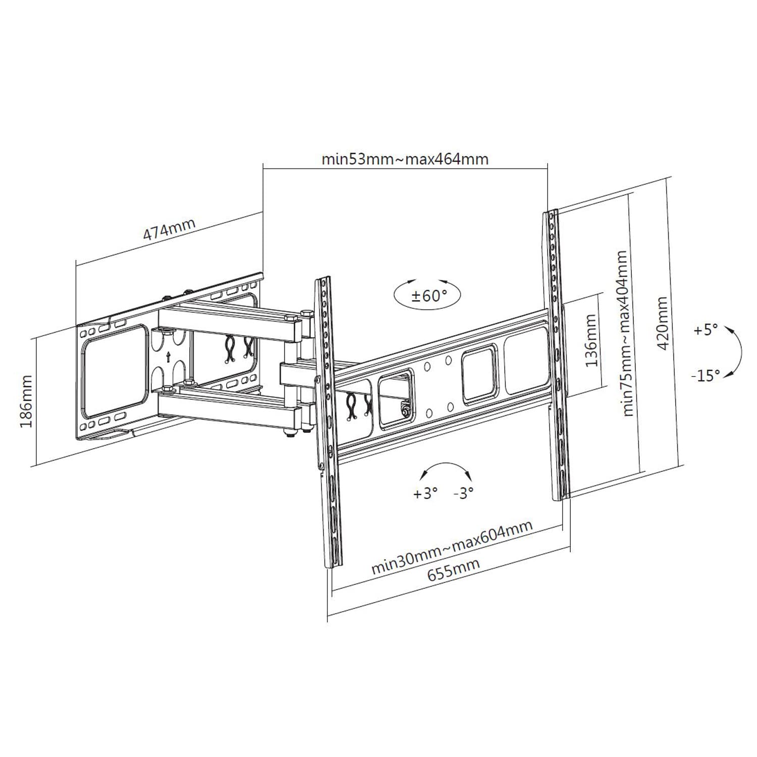TV wandsteun ACT Full motion 37 tot 70 inch VESA 6