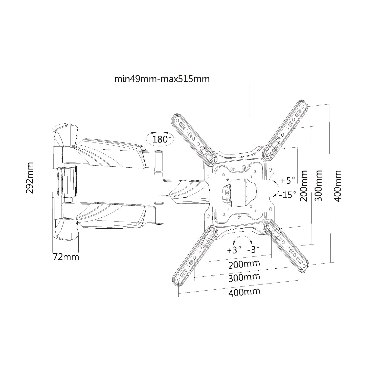 TV wandsteun ACT Full motion 23 tot 55 inch VESA 6