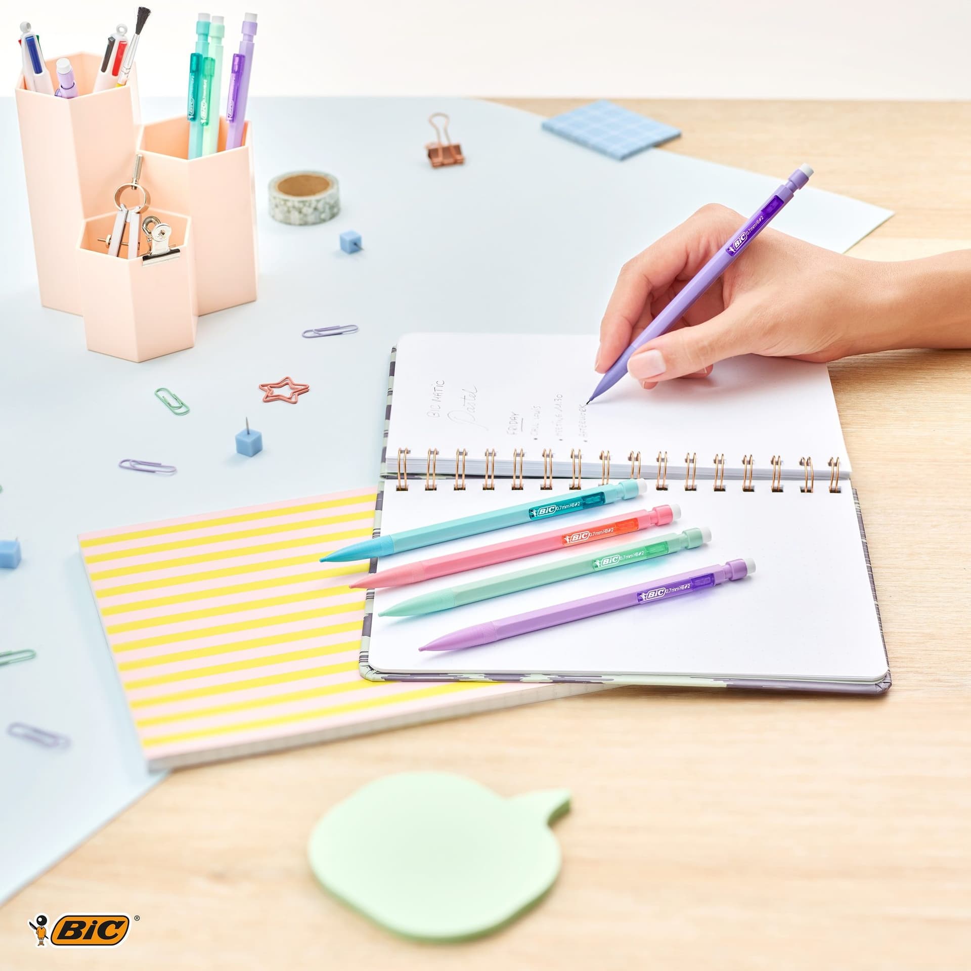 Vulpotlood Bic Matic Pastel HB 0.7mm pastel assorti 3