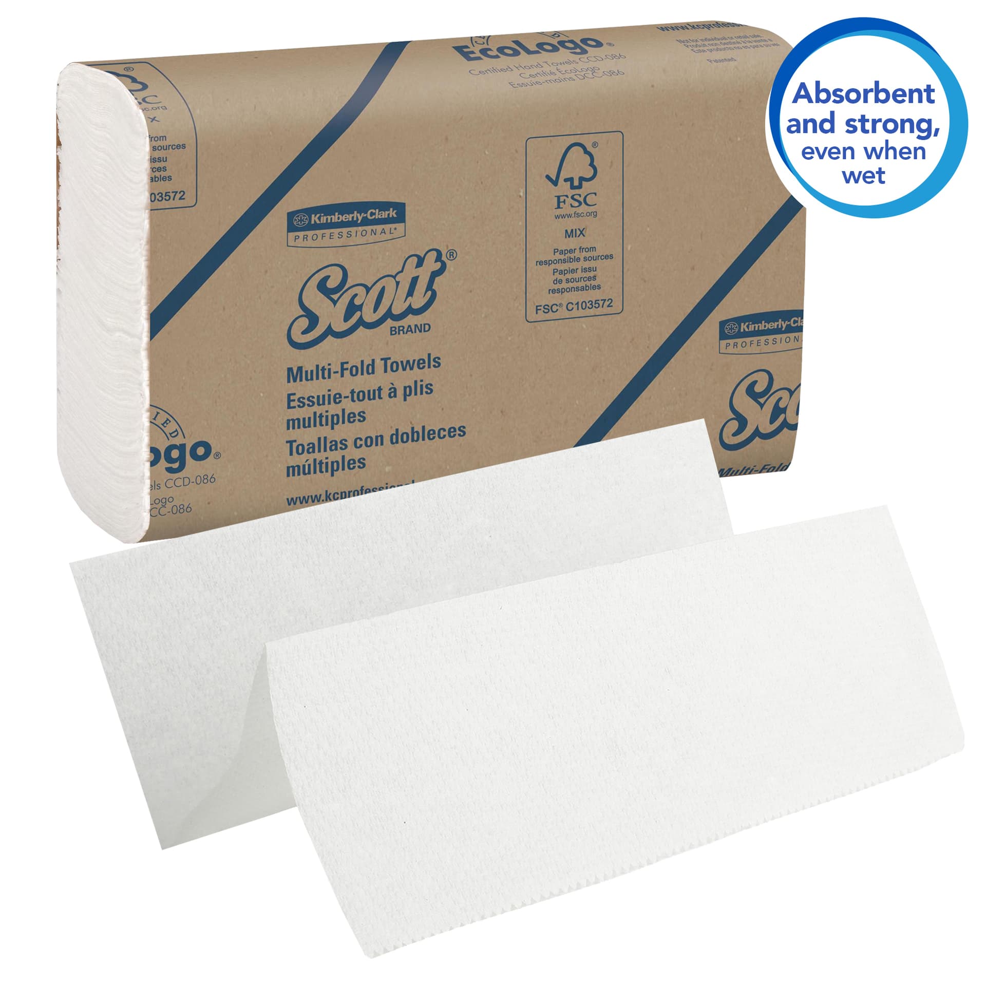 Handdoek Scott m-vouw 1-laags 230x235mm 16x250stuks wit 1804 3