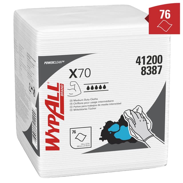 Poetsdoek WypAll X70 PowerClean 305x317mm 12x76vel wit 8387 2