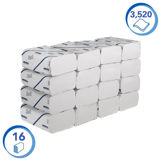 Handdoek Scott i-vouw 2-laags 212x186mm 16x220stuks wit 6609 2