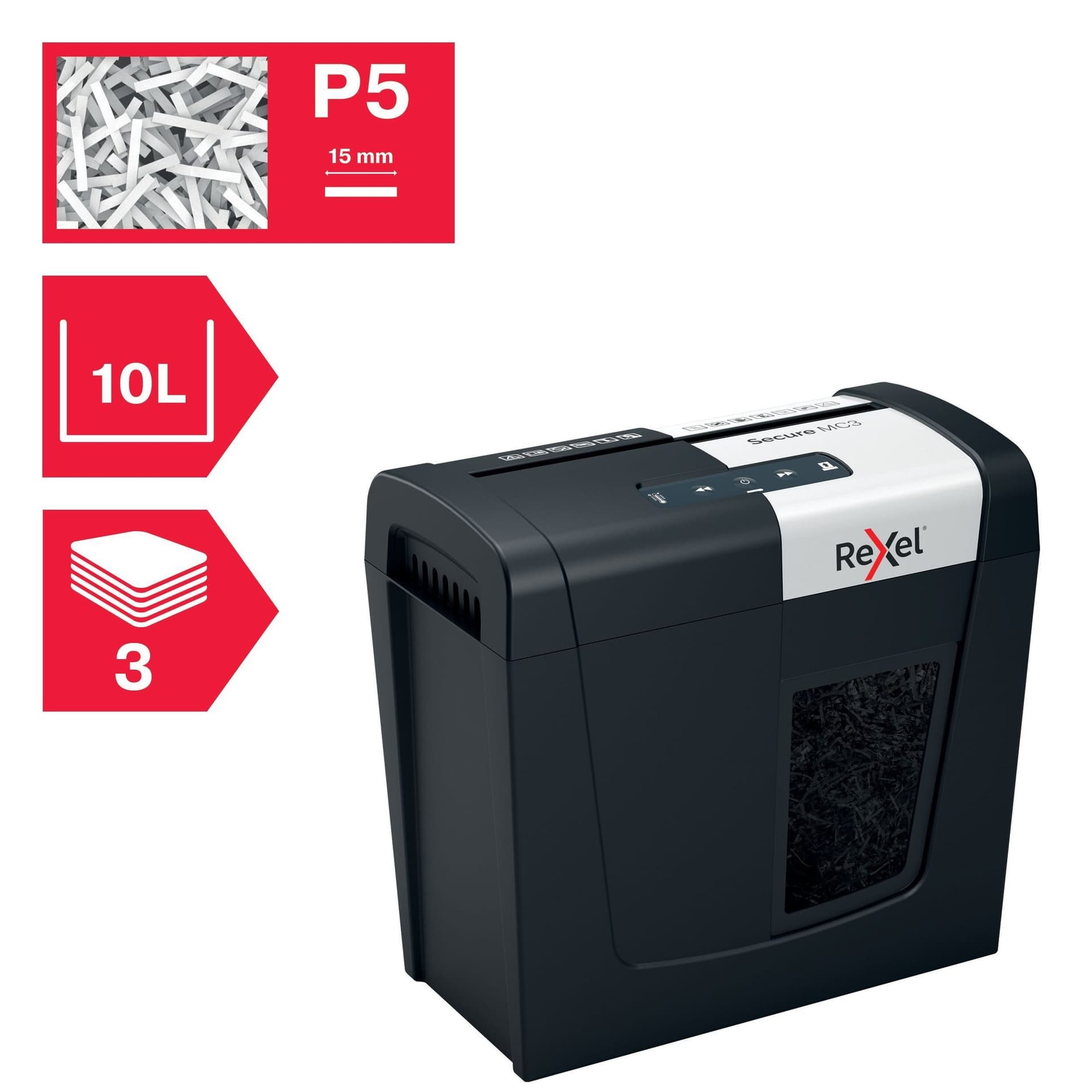 Papiervernietiger Rexel Secure MC3 P5 snippers 2x15mm 8