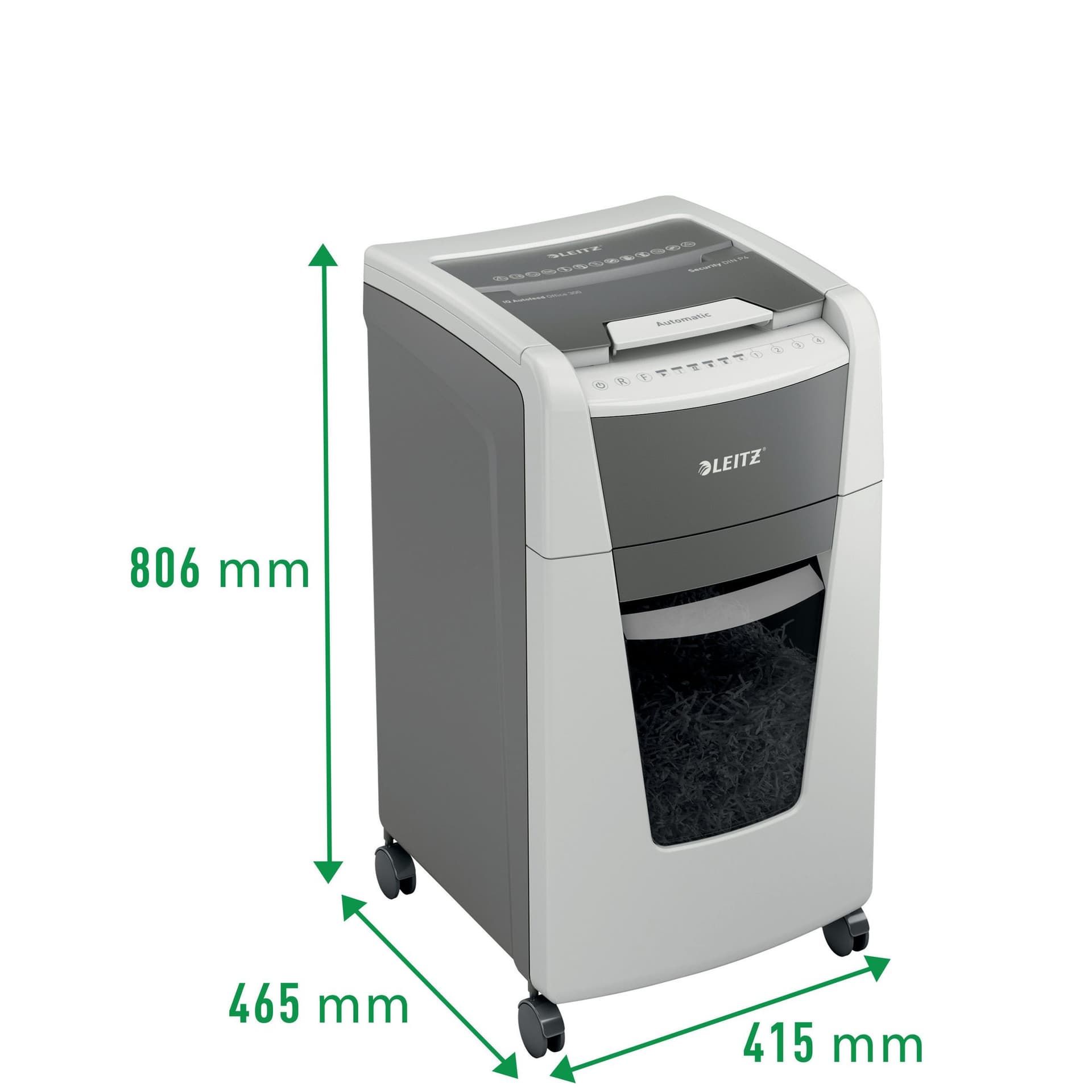 Papiervernietiger Leitz IQ Auto+ Office 300 P5 snippers 2x15mm 2