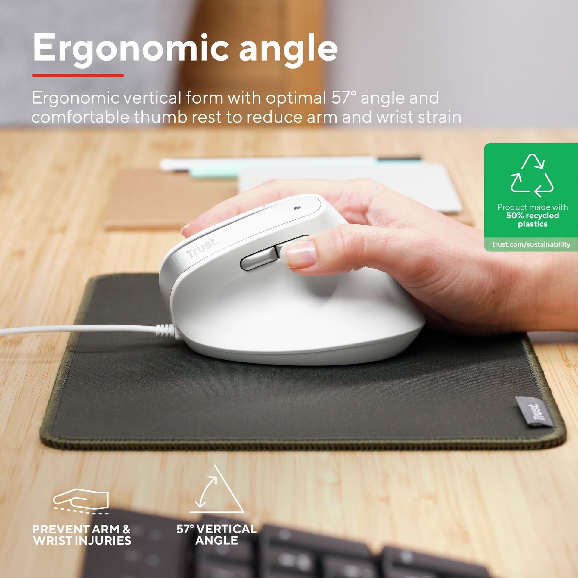 Muis Trust ergonomisch BAYO II wit 4
