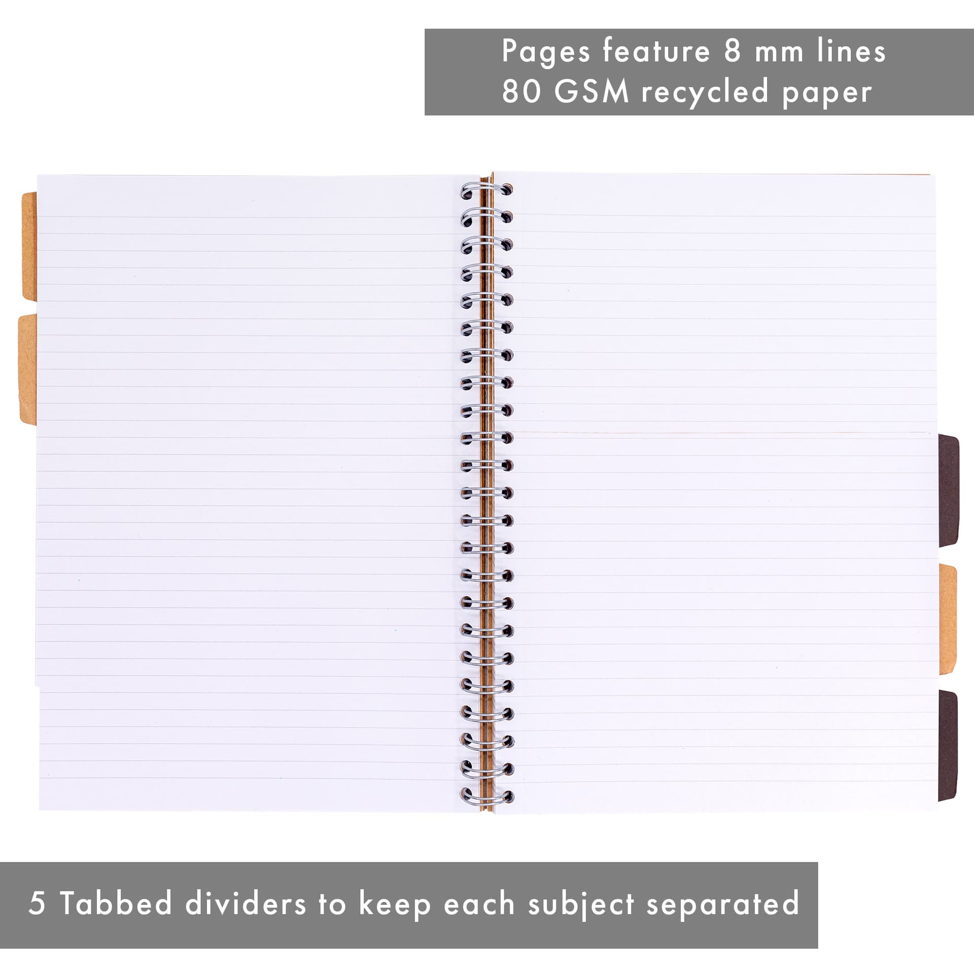 Projectboek Pukka Pad Kraft A4 lijn 5-tabs 200 pagina's 80gr 5
