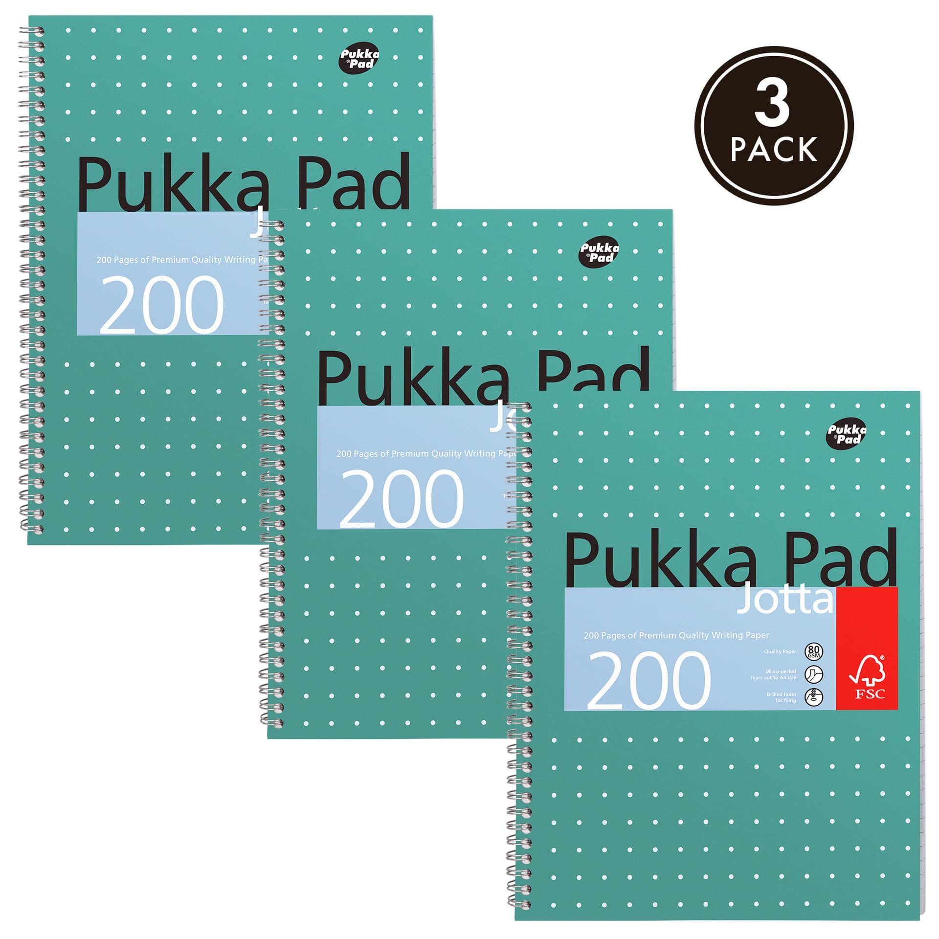 Collegeblok Pukka Pad Jotta A4 lijn 4-gaats 200 pagina's 80gr groen 7