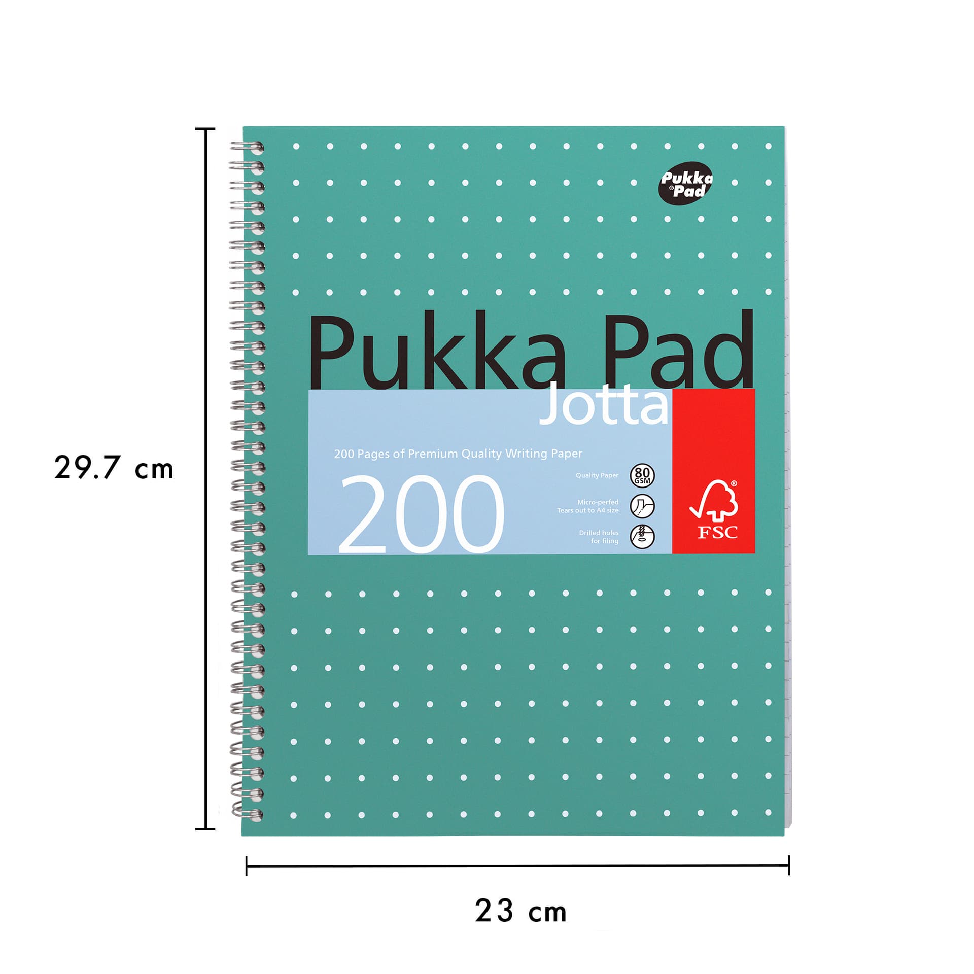 Collegeblok Pukka Pad Jotta A4 lijn 4-gaats 200 pagina's 80gr groen 3