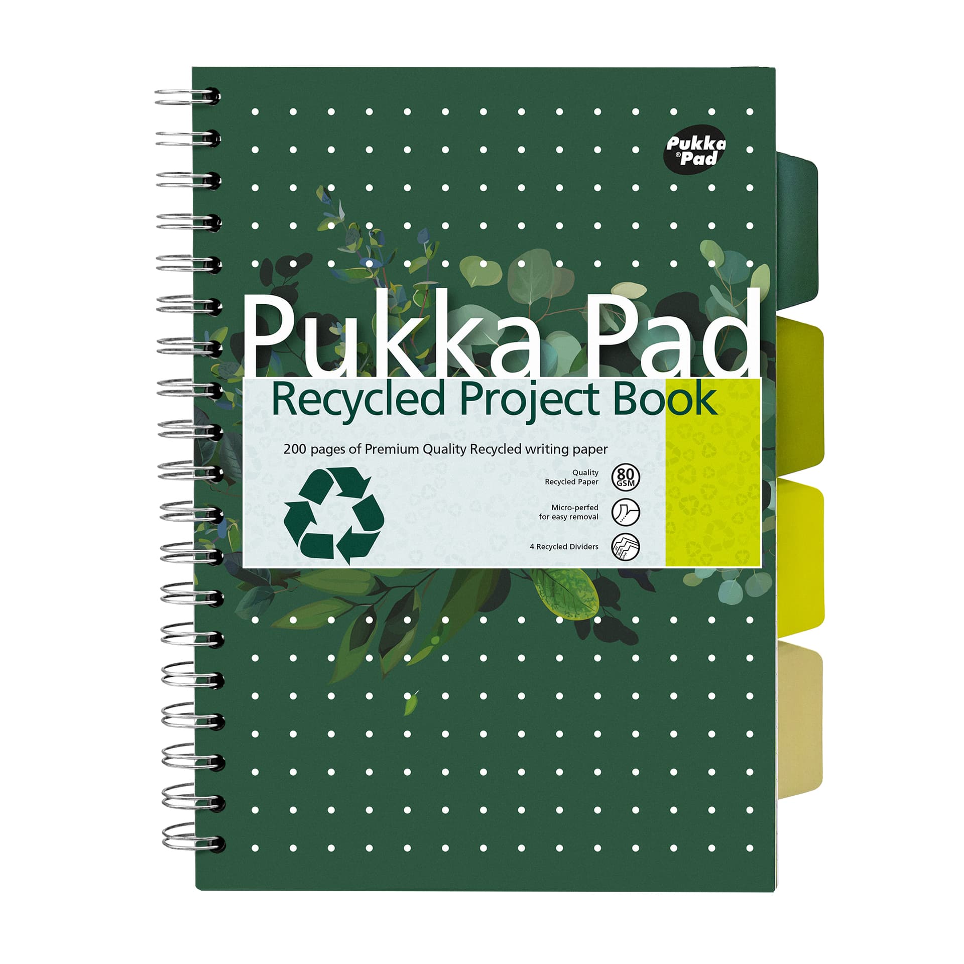 Projectboek Pukka Pad Recycled B5 lijn 4-tabs 200 pagina's 80gr groen