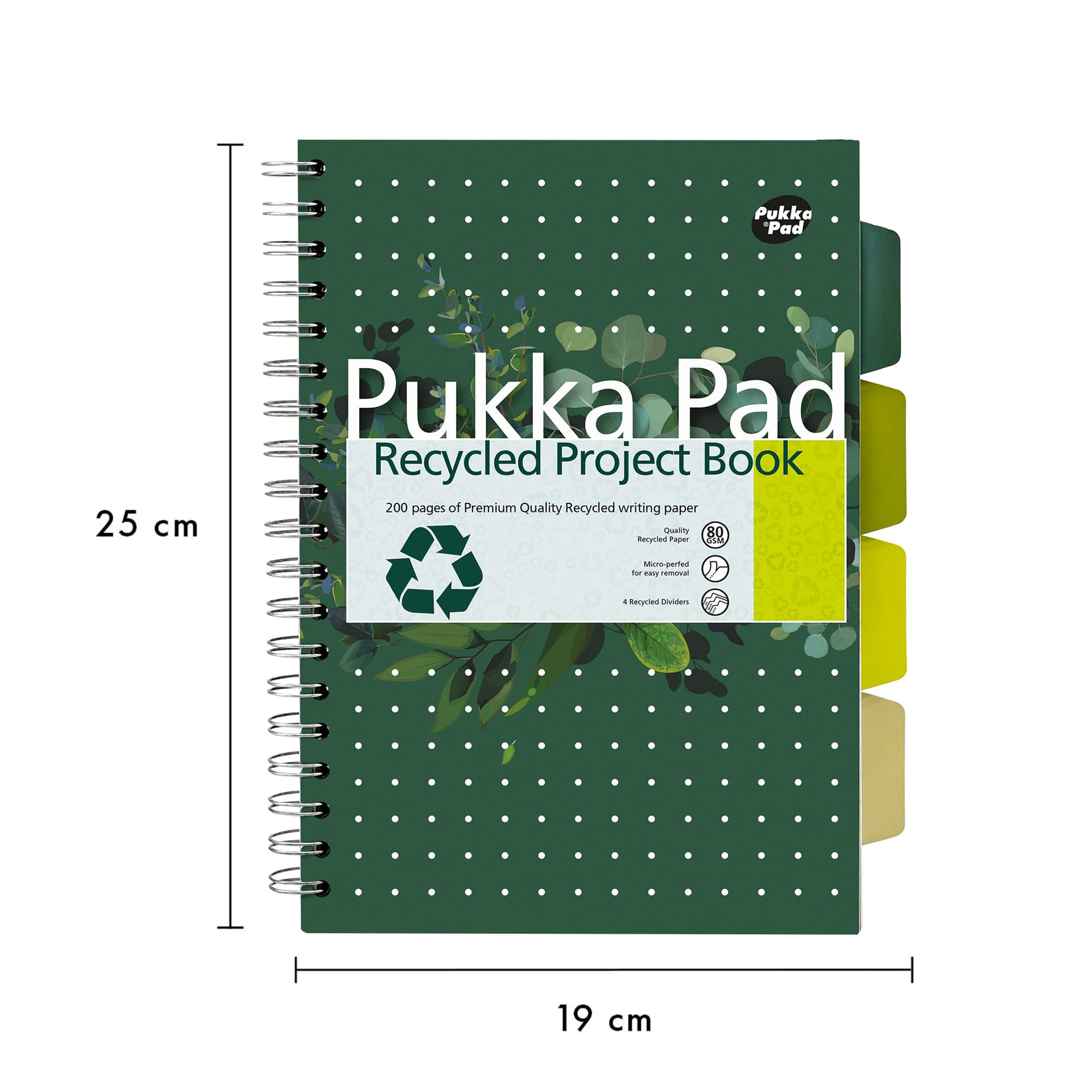 Projectboek Pukka Pad Recycled B5 lijn 4-tabs 200 pagina's 80gr groen 3