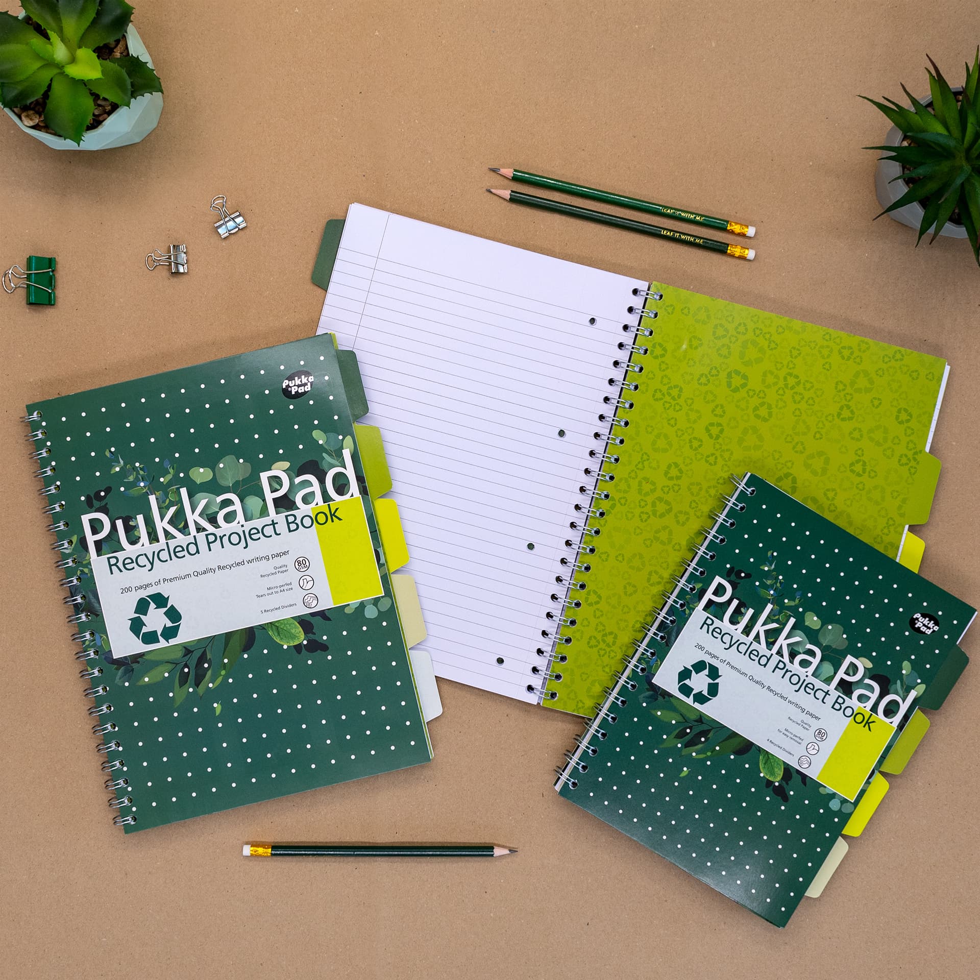 Projectboek Pukka Pad Recycled B5 lijn 4-tabs 200 pagina's 80gr groen 7