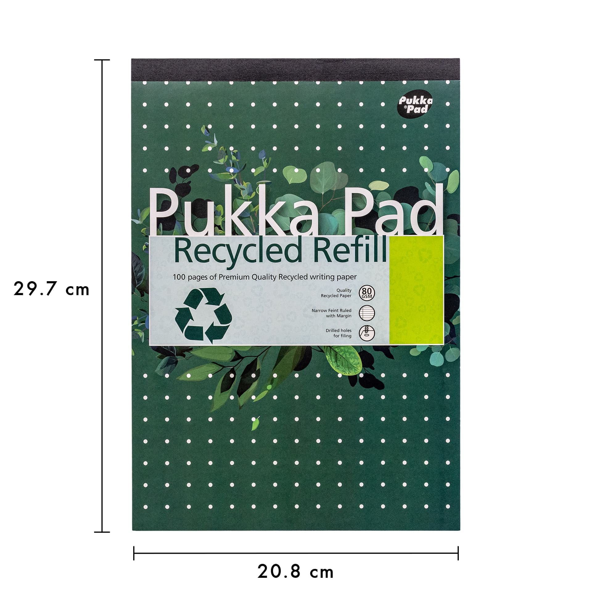 Schrijfblok Pukka Pad Recycled A4 lijn 4-gaats 100 vel 80gr 3