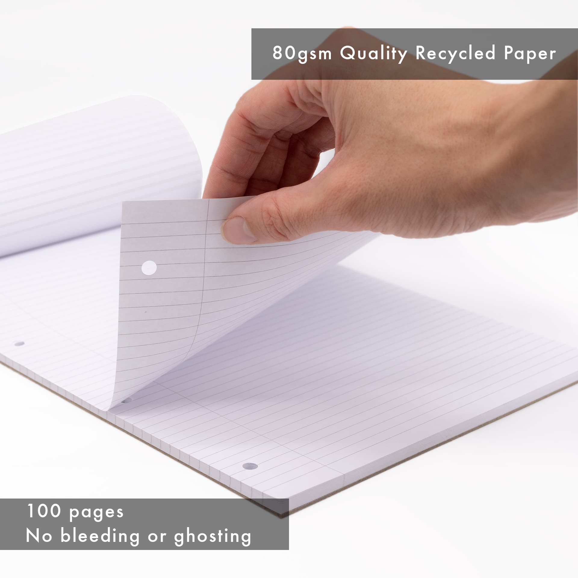 Schrijfblok Pukka Pad Recycled A4 lijn 4-gaats 100 vel 80gr 4