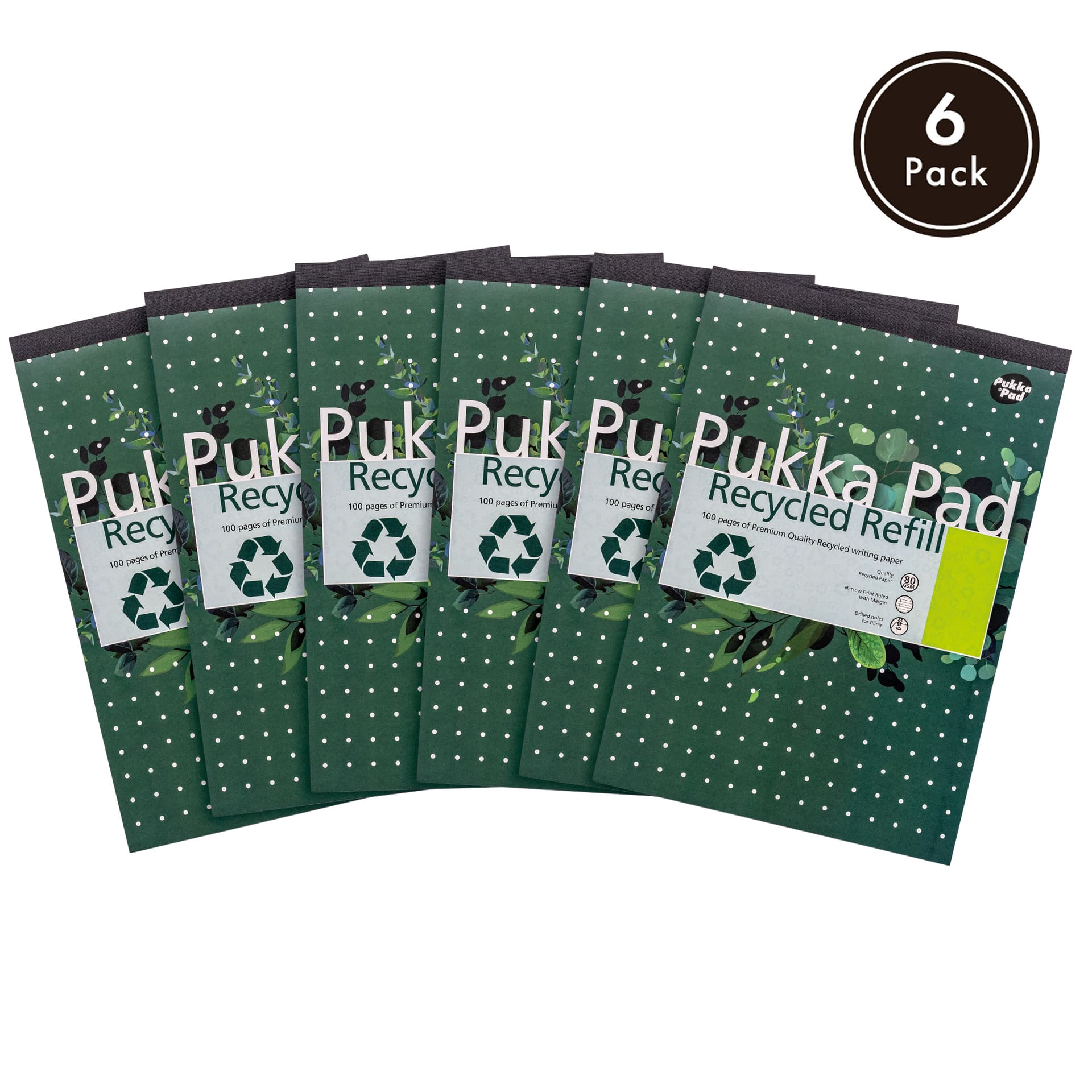 Schrijfblok Pukka Pad Recycled A4 lijn 4-gaats 100 vel 80gr 7