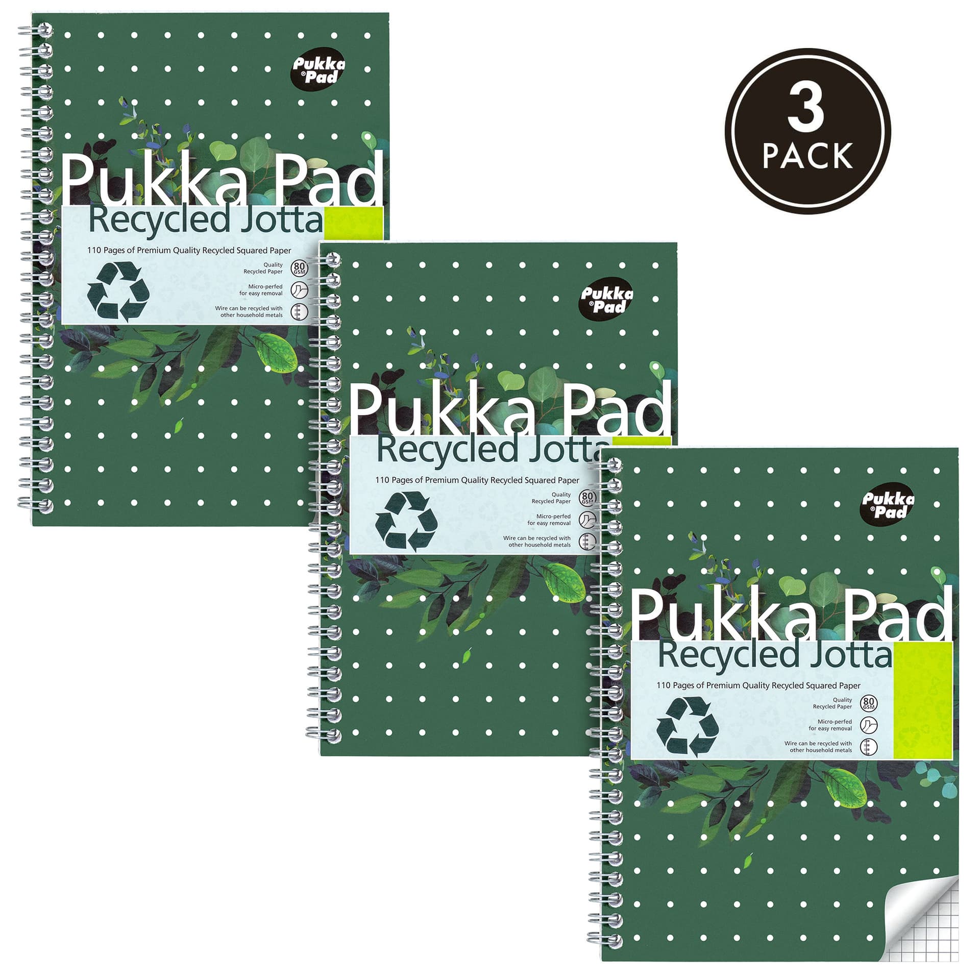 Notitieboek Pukka Pad Jotta A5 ruit 5x5mm 110 pagina's 80gr groen 7