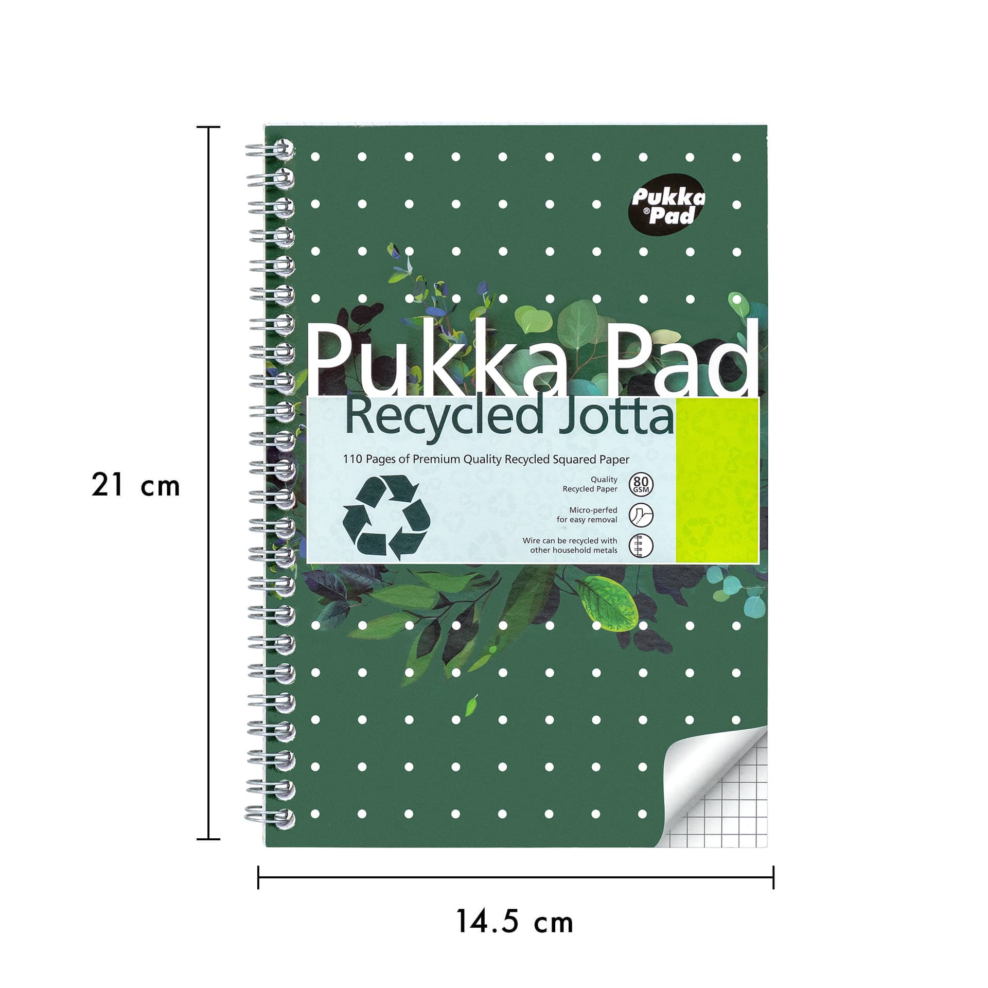 Notitieboek Pukka Pad Jotta A5 ruit 5x5mm 110 pagina's 80gr groen 3