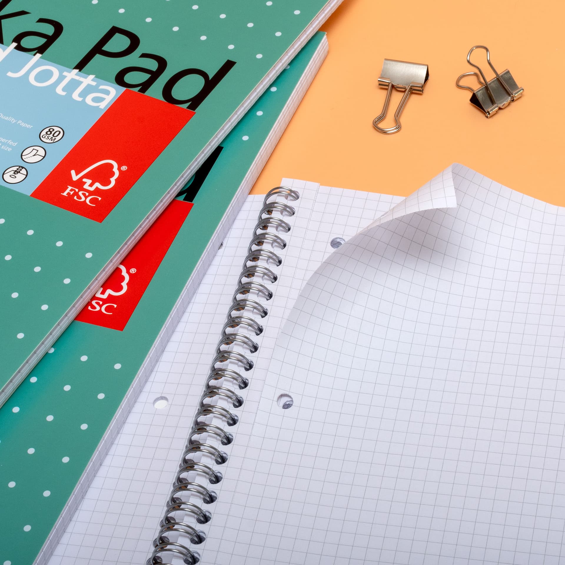 Collegeblok Pukka Pad Jotta A4 ruit 5x5mm 4-gaats 200 pagina's 80gr groen 4