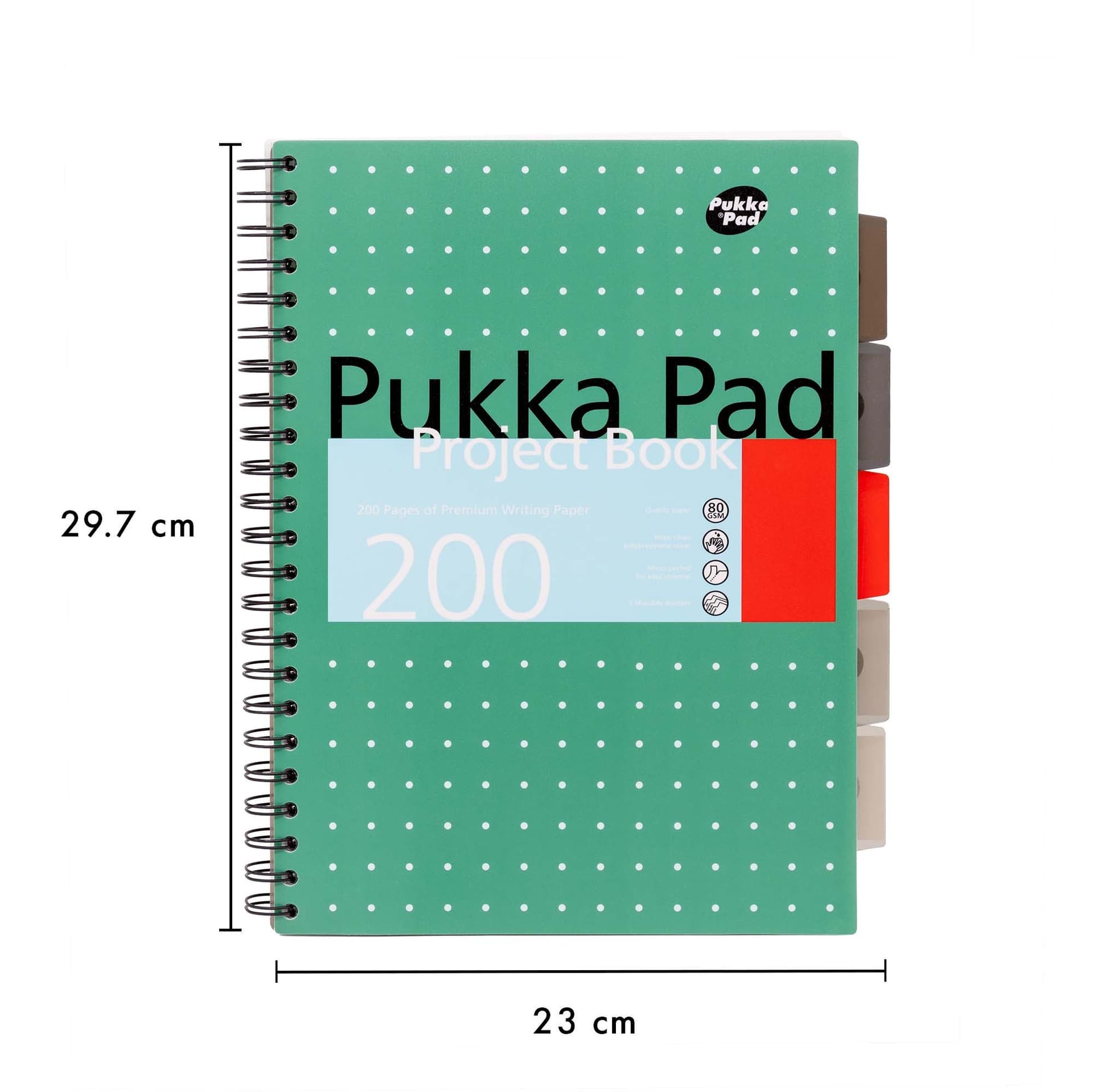 Projectboek Pukka Pad Metallic A4 lijn 5-tabs 200 pagina's 80gr groen 3