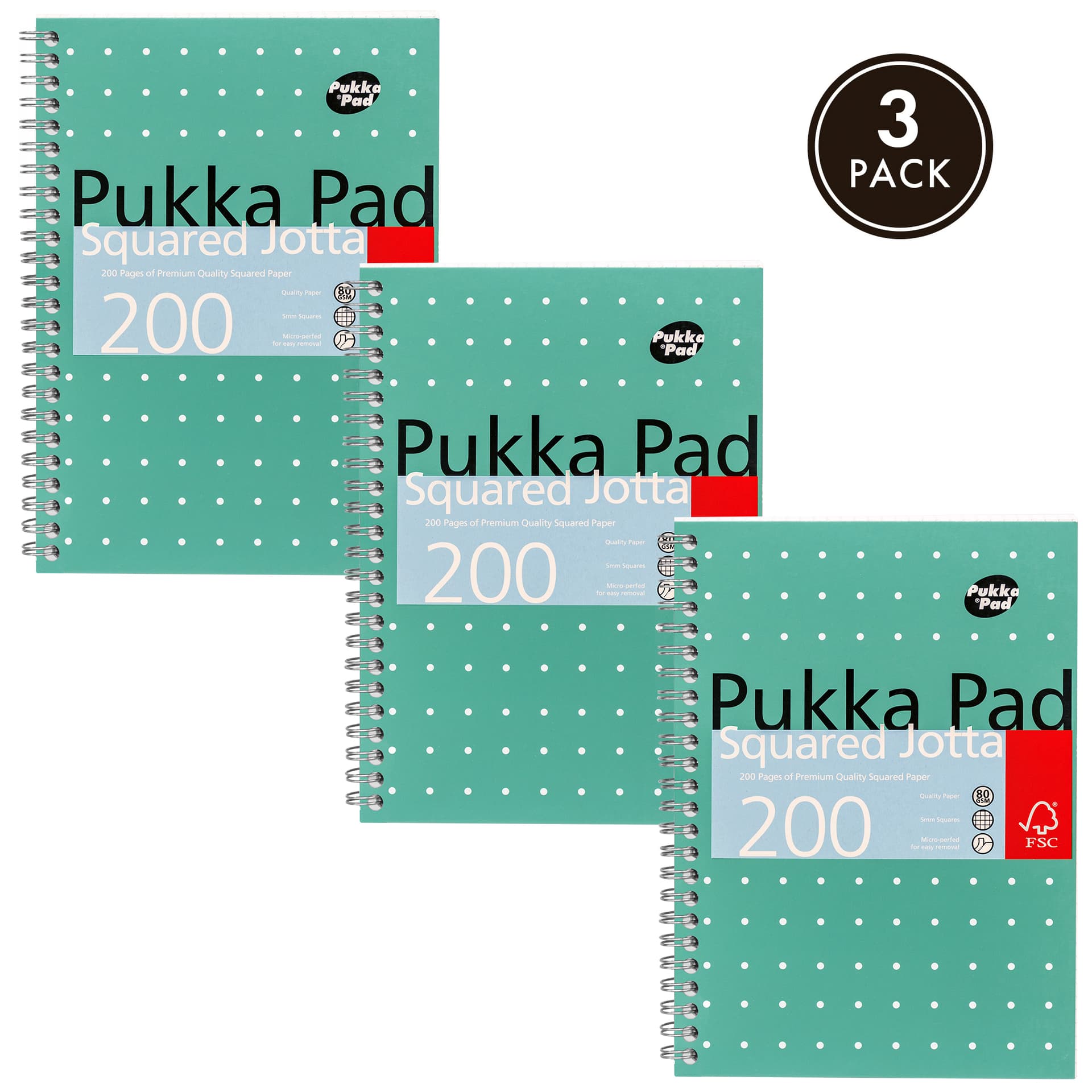 Notitieboek Pukka Pad Jotta A5 ruit 5x5mm 200 pagina's 80gr groen 6