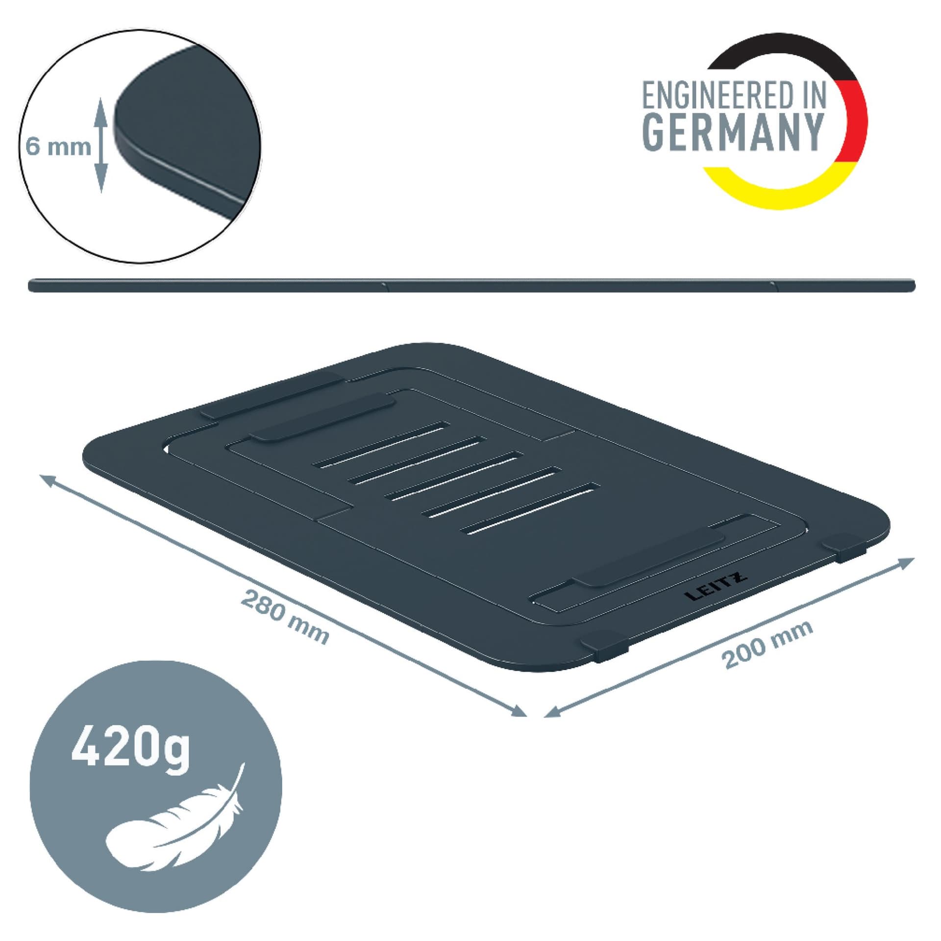 Laptopstandaard Leitz Ergo Aluminium plat verstelbaar 5