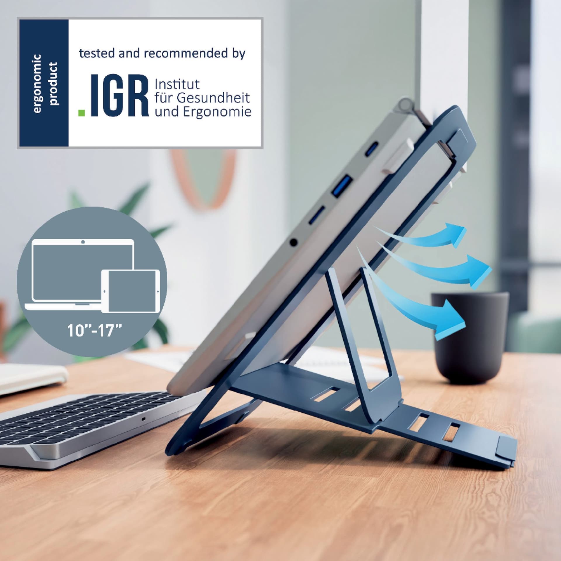 Laptopstandaard Leitz Ergo Aluminium plat verstelbaar 6