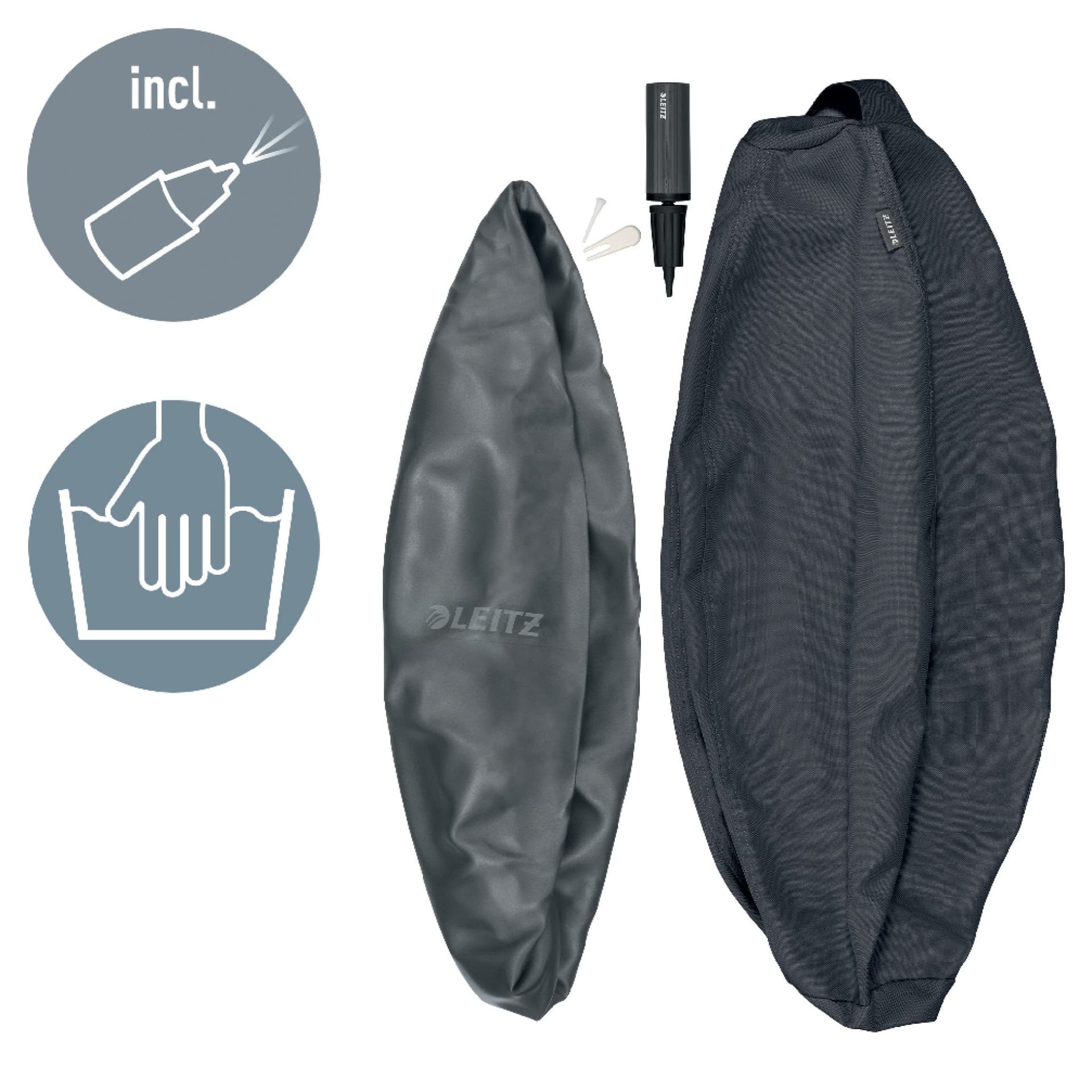 Actieve zitbal Leitz Ergo 55cm anti-rol donkergrijs 2
