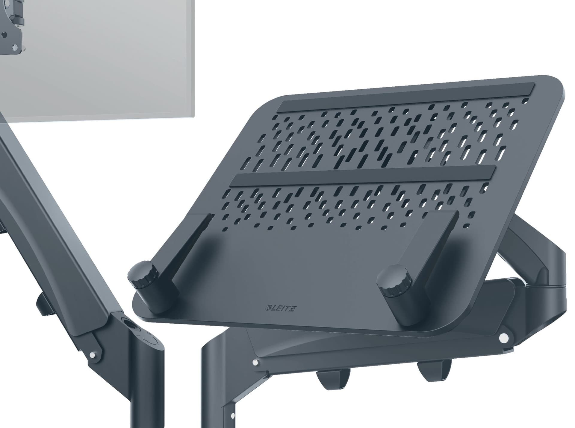 Monitor- en laptoparm Leitz Ergo ruimtebesparend dubbel donkergrijs 2