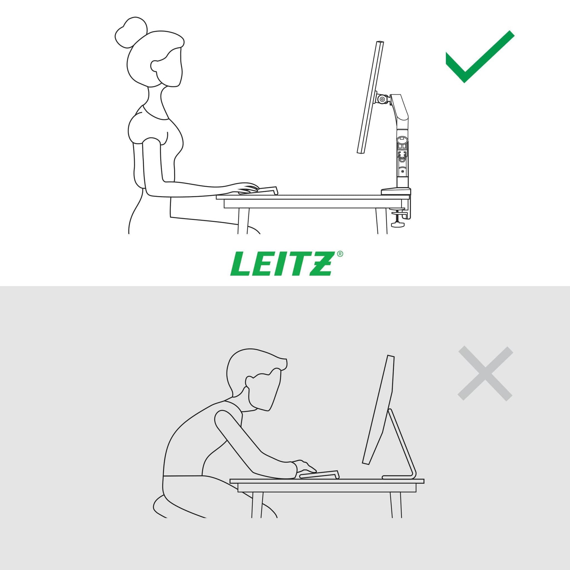 Monitorarm Leitz Ergo ruimtebesparend dubbel donkergrijs 3