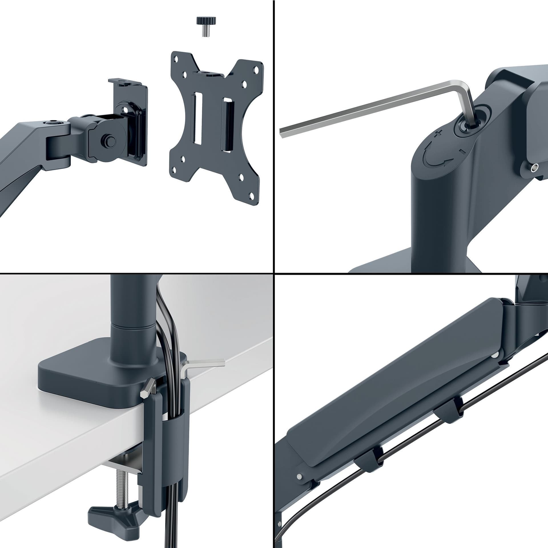 Monitorarm Leitz Ergo ruimtebesparend dubbel donkergrijs 4