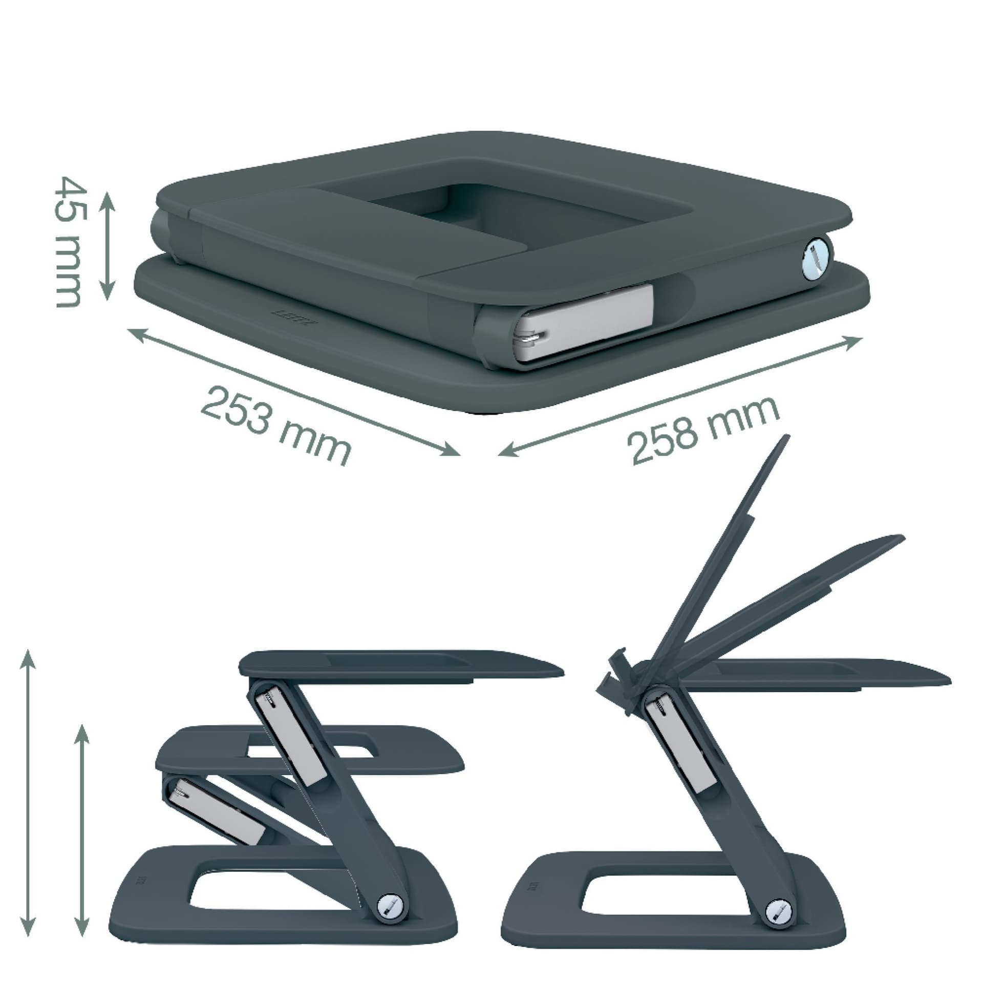 Laptopstandaard Leitz Ergo verstelbare multihoek grijs 2