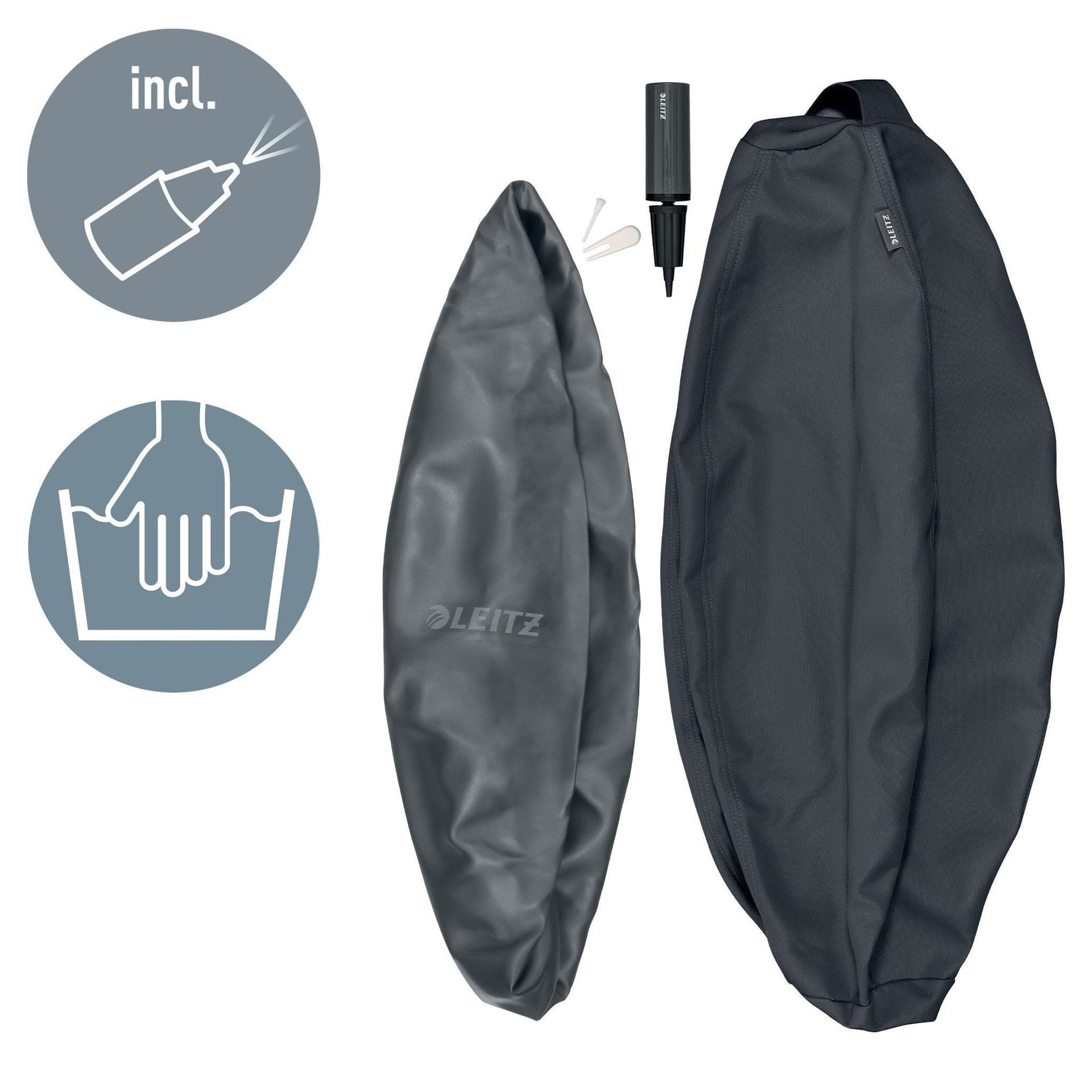 Actieve zitbal Leitz Ergo 75cm anti-rol donkergrijs 2