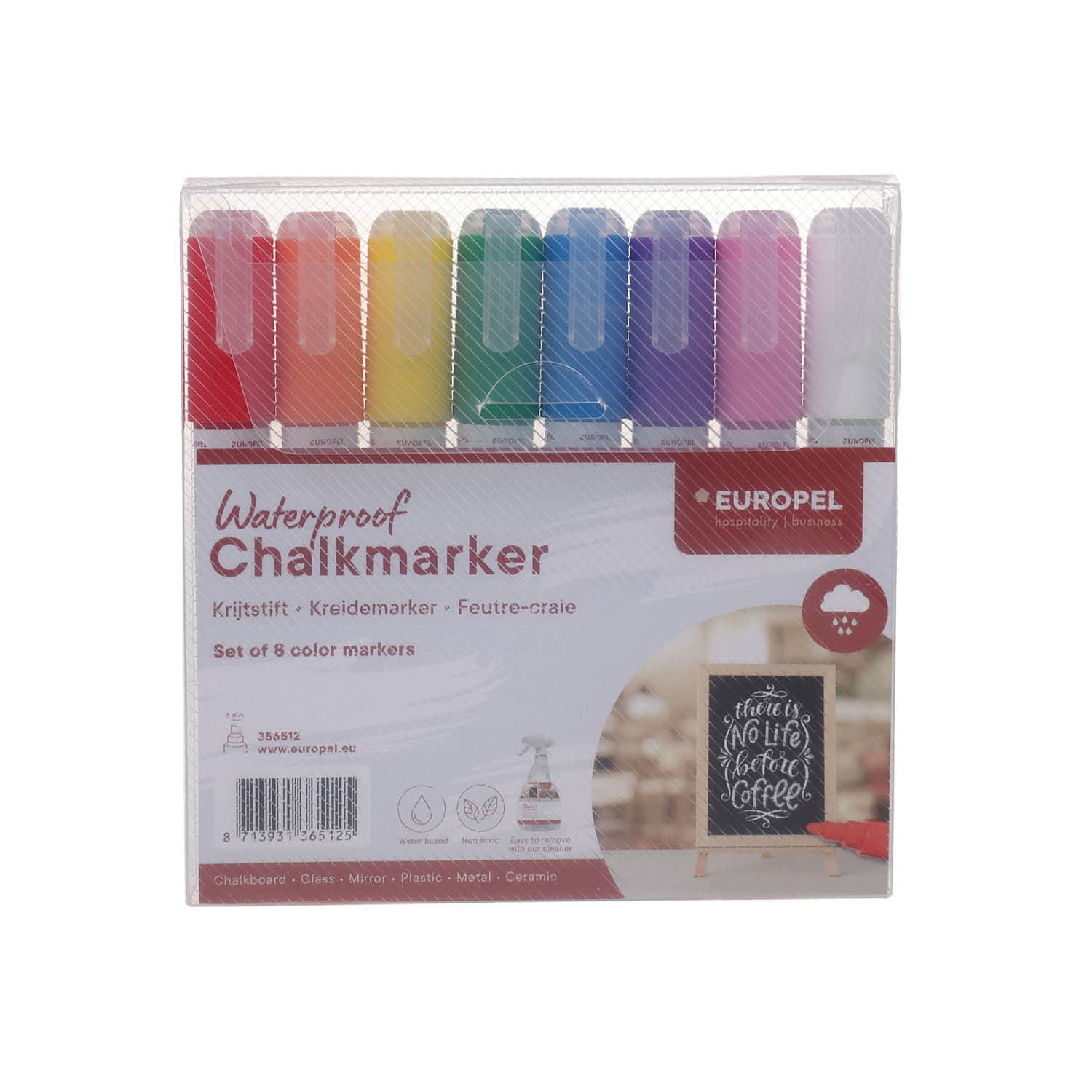 Krijtstift Europel watervast 3-6mm assorti etui 8 stuks 2