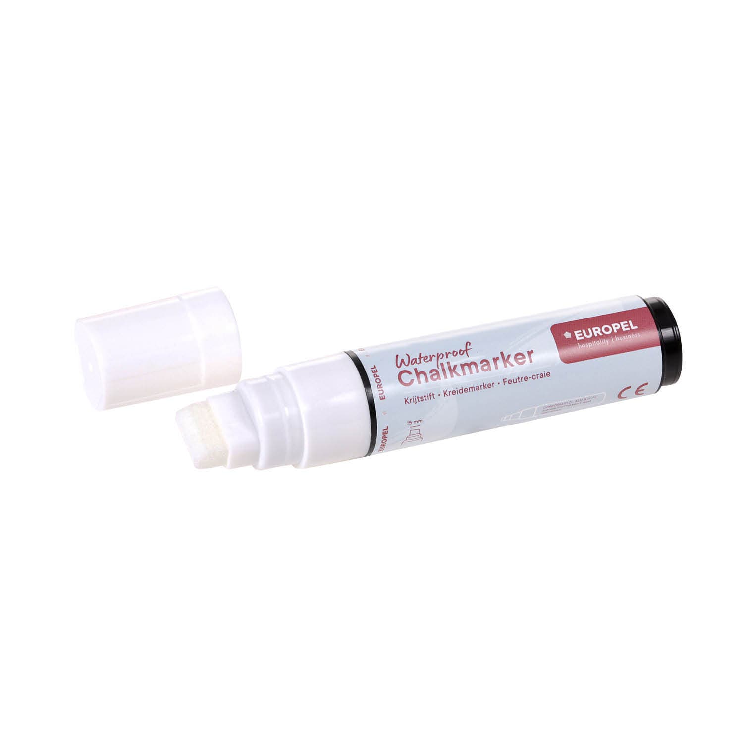 Krijtstift Europel watervast 15mm wit blister 1 stuk 2