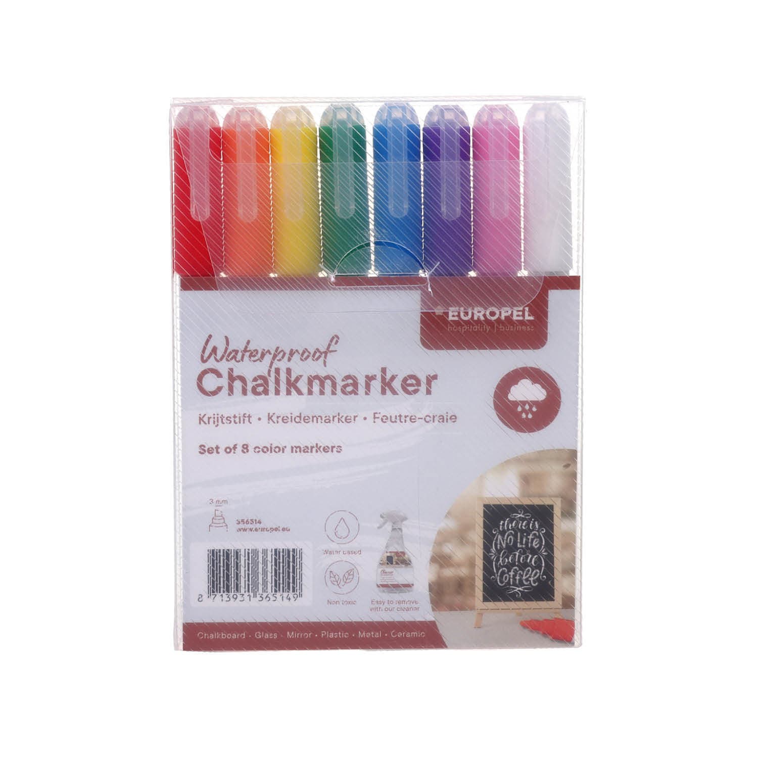 Krijtstift Europel watervast 1-3mm assorti etui 8 stuks 2