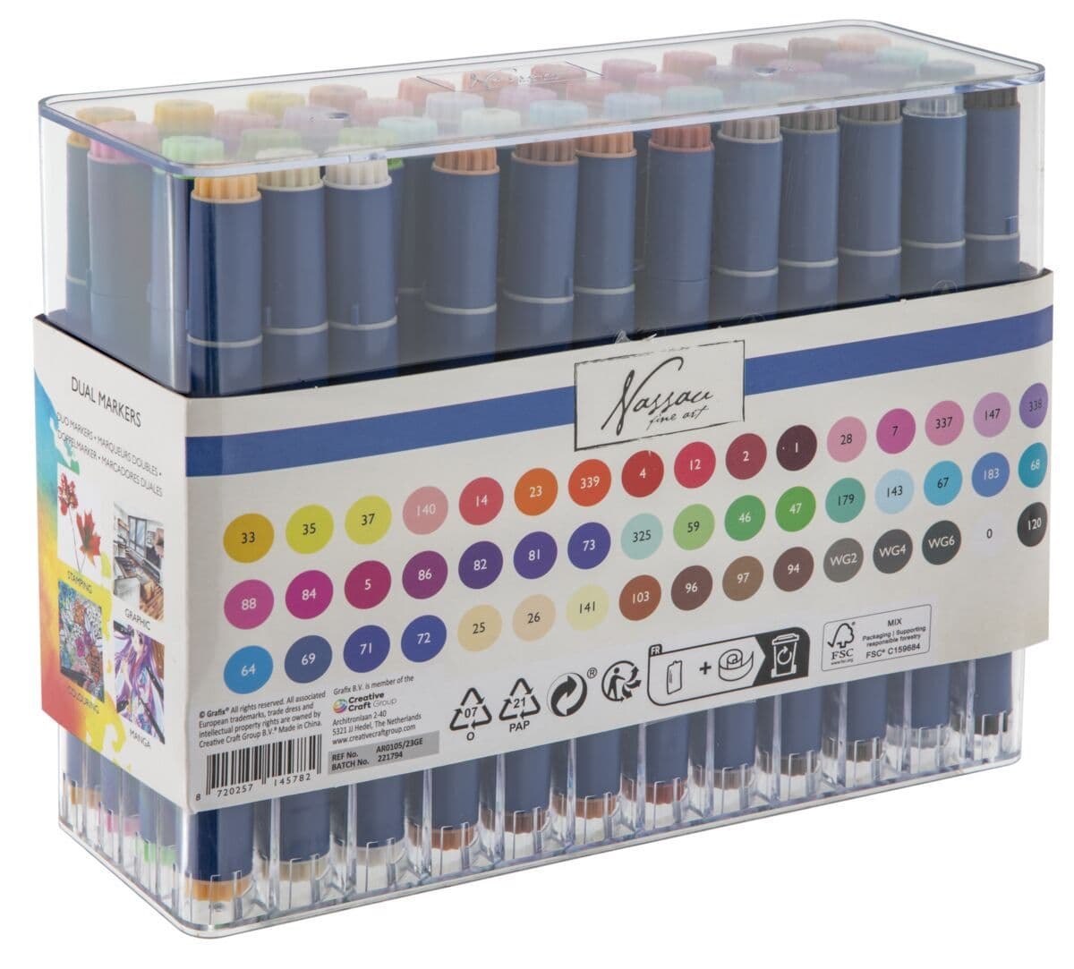 Alcoholmarkers Nassau Arts duopunt set à 48 kleuren 2