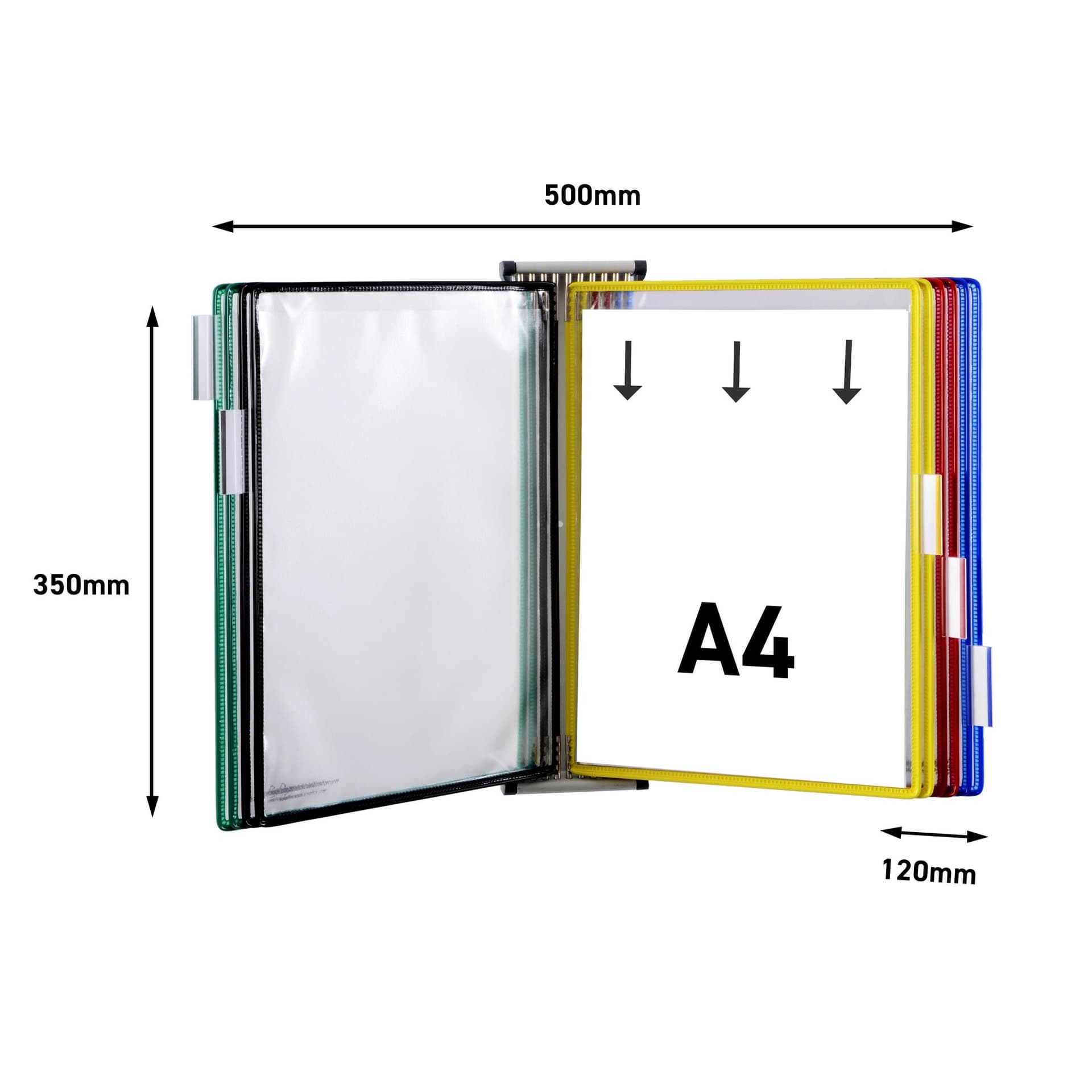 Zichtpanelensysteem wand Tarifold metaal A4 met 10-tassen assorti 2
