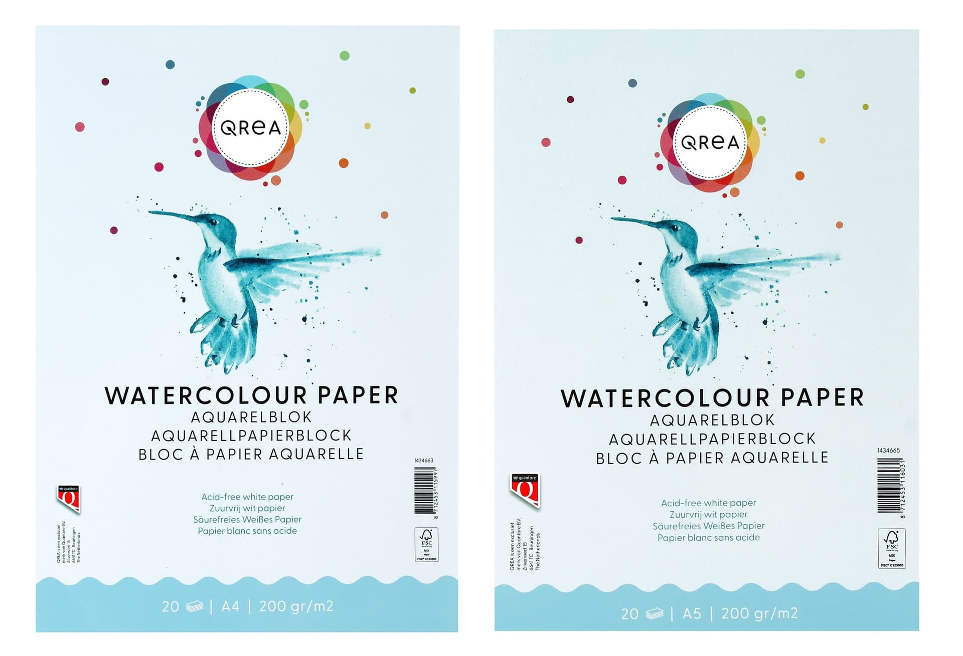 Aquarelblok Qrea A5 20vel 200gr gelijmd 2