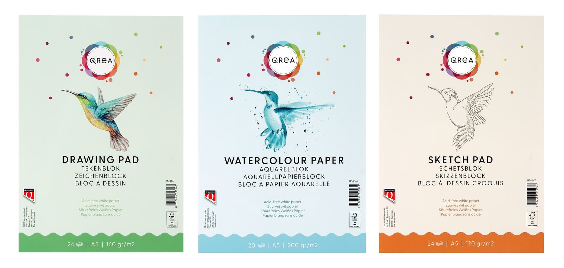 Aquarelblok Qrea A5 20vel 200gr gelijmd 3