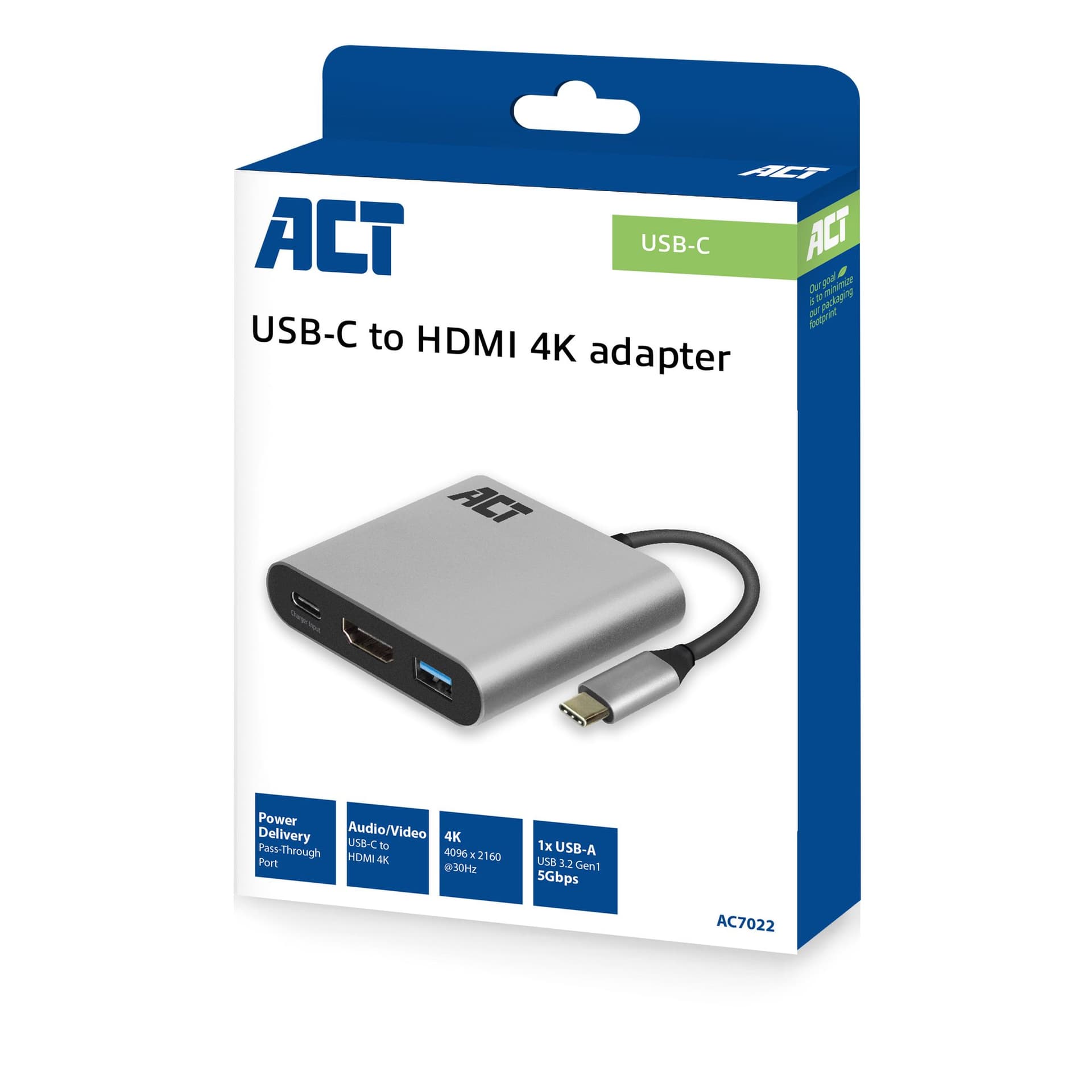 Adapter ACT USB-C multiport voor 1 HDMI monitor 4